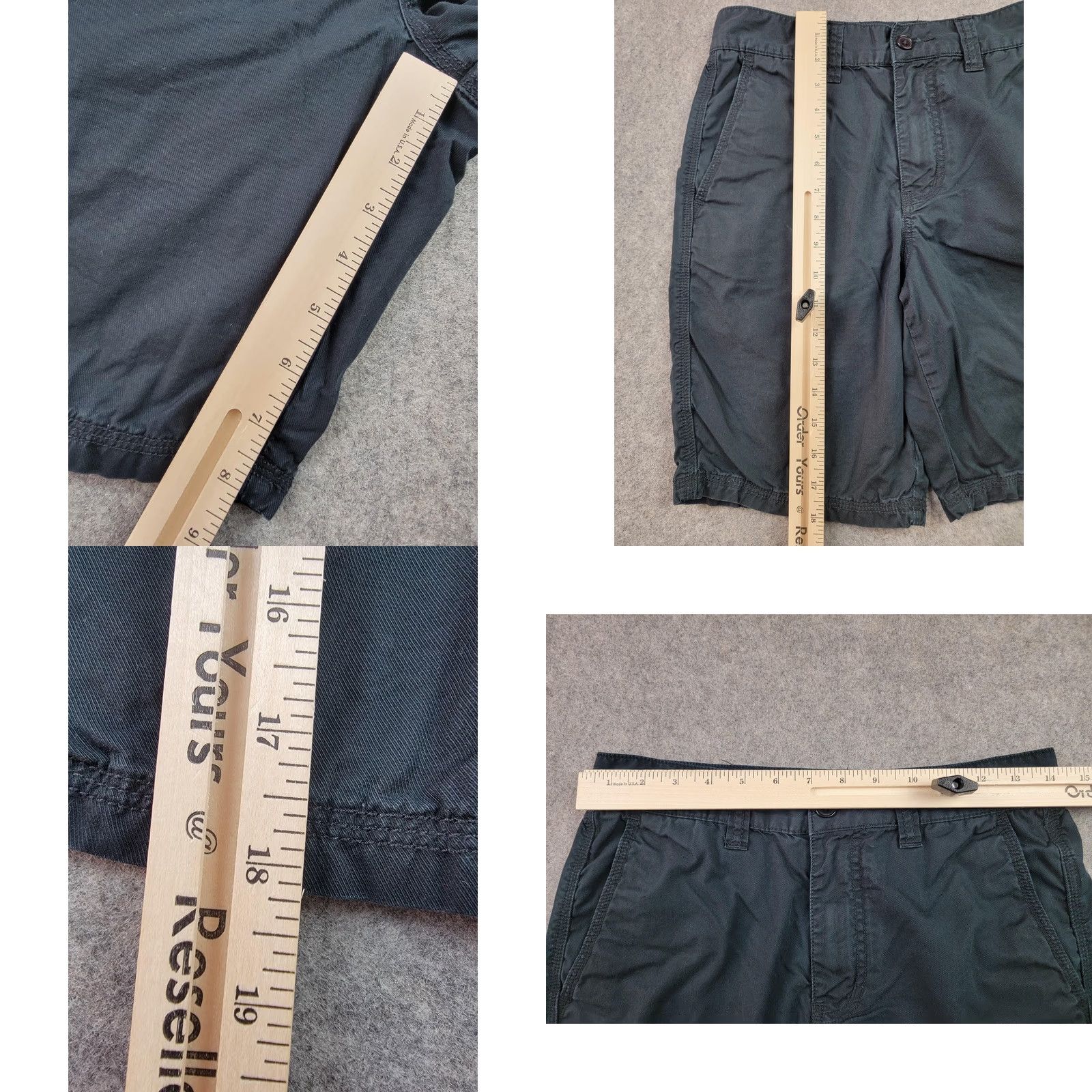 John Varvatos John Varvatos U.S.A. Shorts Mens 28 Black Cotton Twill Zip Fly Casual Chino Shorts, Flat Front, Pockets, VW Regular Fit, 8in Inseam, Solid, Mens Size US 28 / EU 44 - 9 Thumbnail