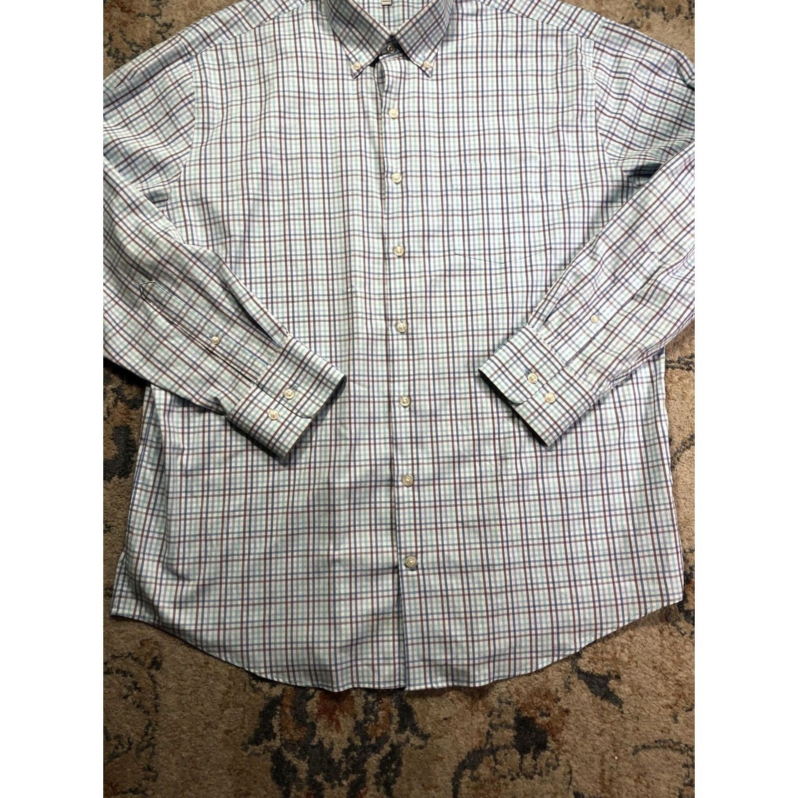 Peter Millar Peter Millar Shirt Mens XL Blue Plaid Summer Comfort Long Sleeve Button Down Shirt Size US XL / EU 56 / 4 - 5 Thumbnail
