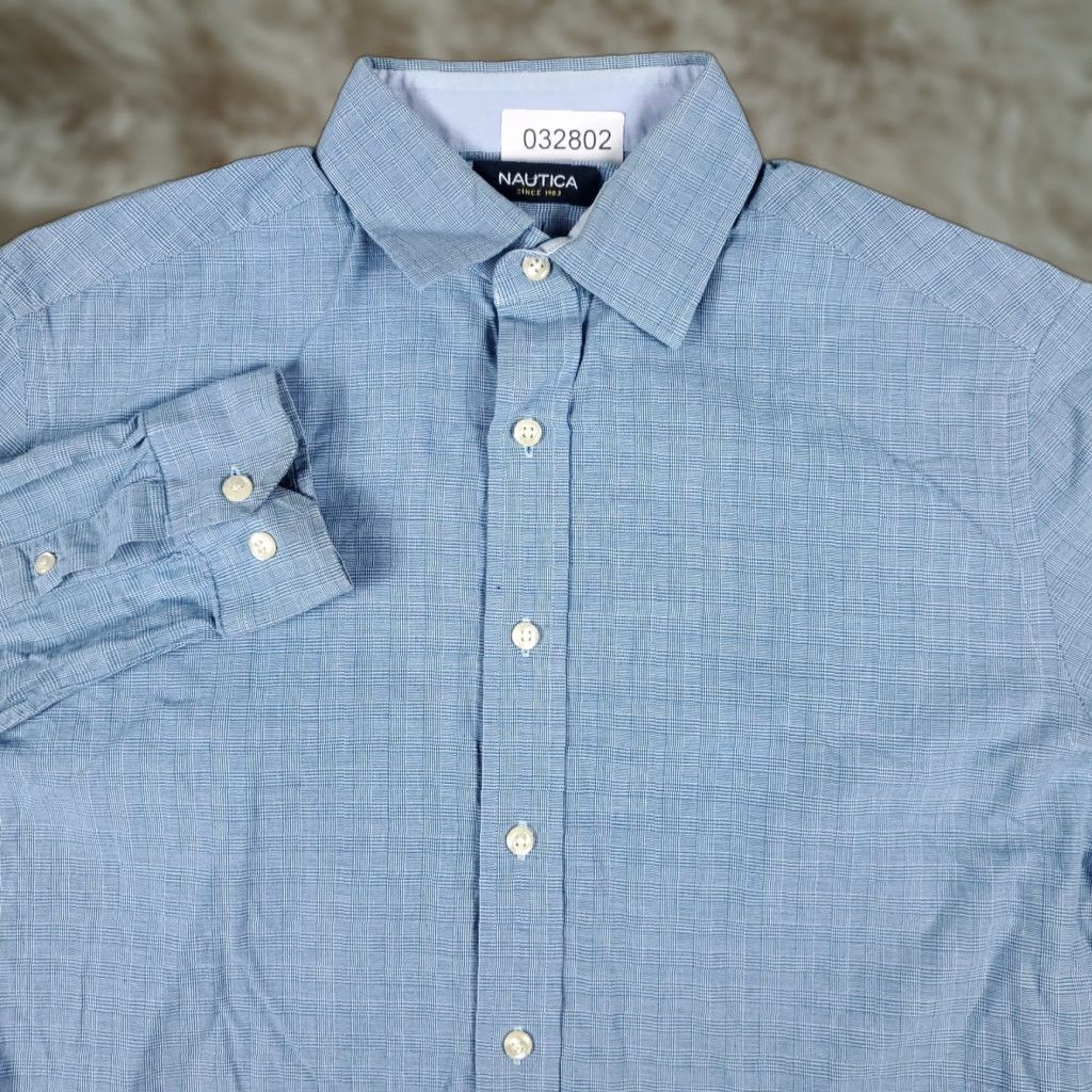 Nautica Nautica Shirt Mens 15 Blue Plaid Button Up Long Sleeve Size 40R - 1 Thumbnail