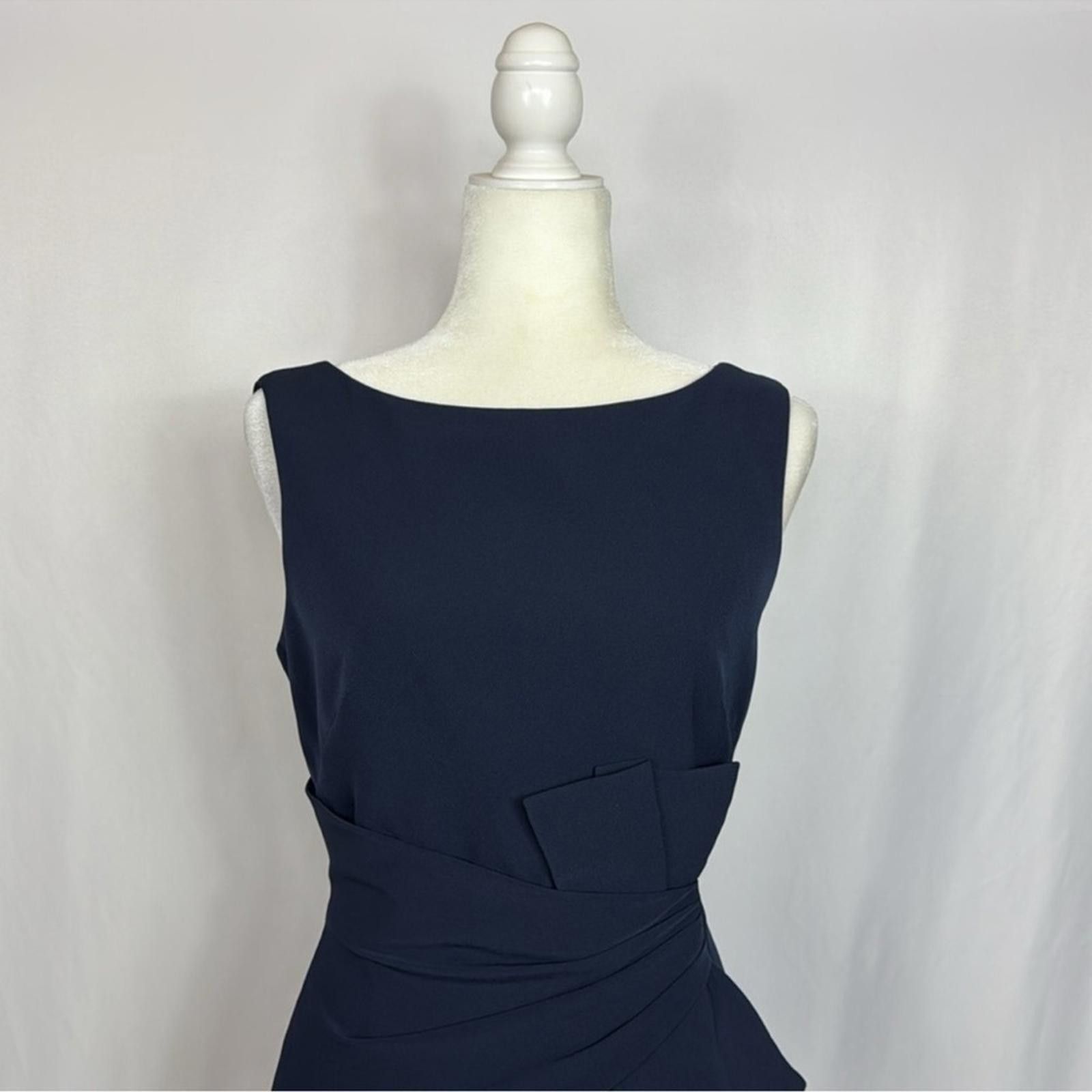 Designer Eliza J Ruffle Front Gown Dress Size 10 Navy Blue Sleeveless Size L / US 10 / IT 46 - 6 Thumbnail
