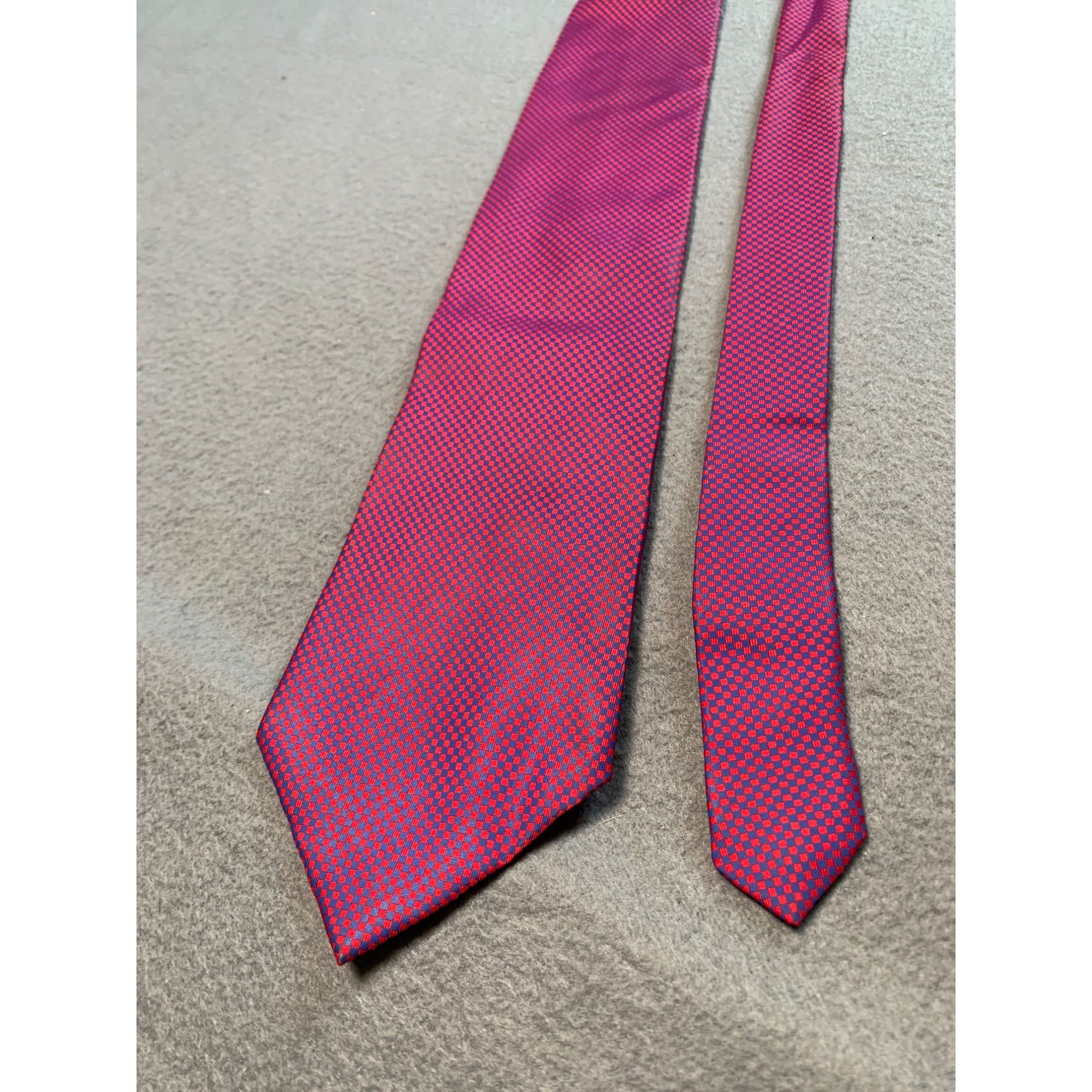 Other Eduardo Luigi Mens Silk Tie Red Blue Checkered Pattern Made Size ONE SIZE - 5 Thumbnail