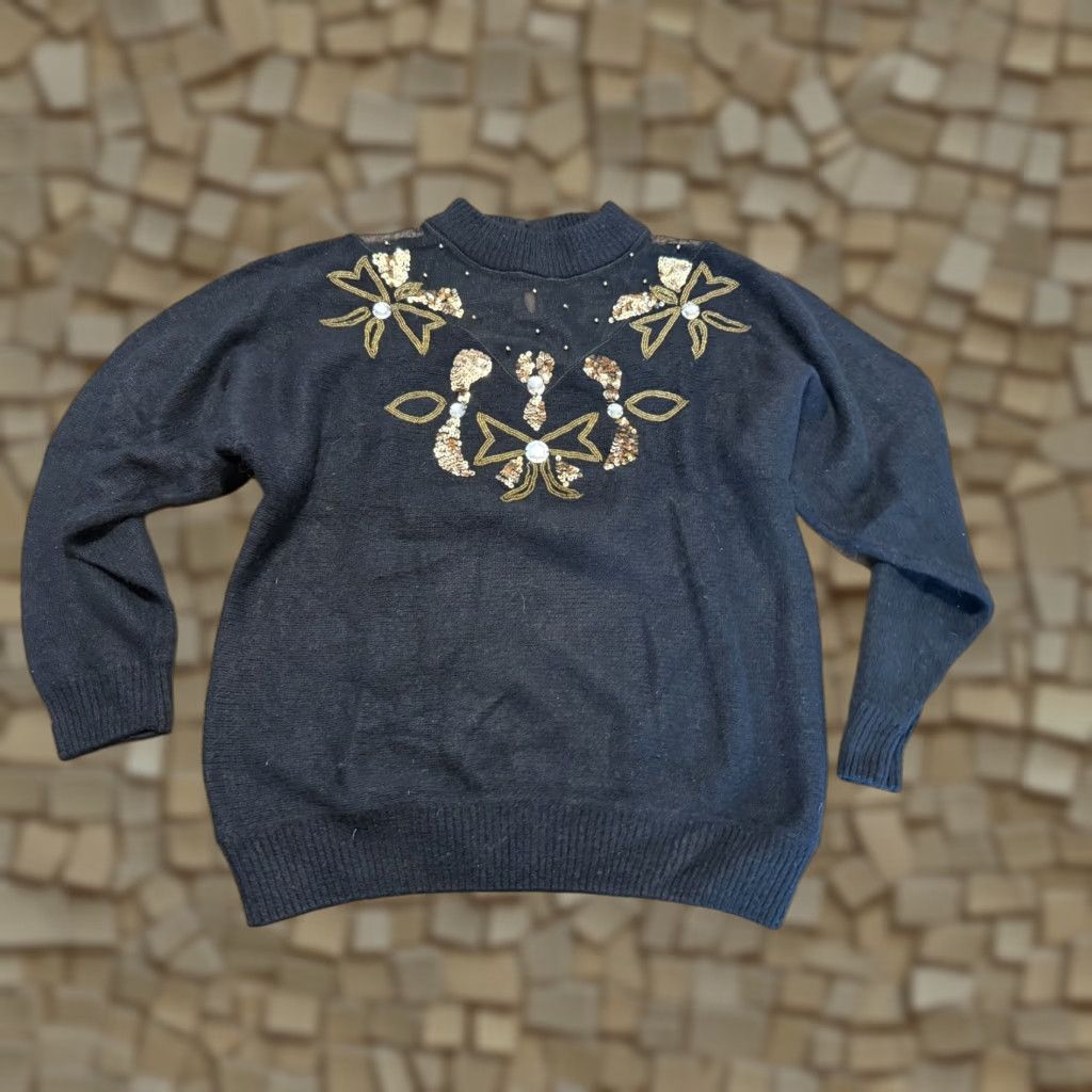 Vintage Work in Progress Sweater Women's Large Black Silk Blend Size L / US 10 / IT 46 - 1 Thumbnail