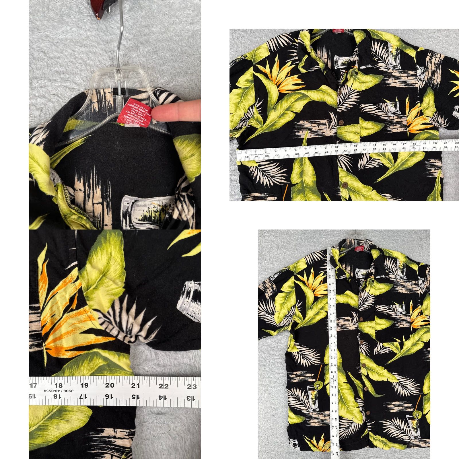 Vintage Junction West Shirt Men Medium Black Floral Button Hawaiian Cocktails Rayon Size US M / EU 48-50 / 2 - 8 Thumbnail
