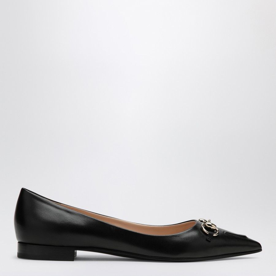 o1d2blof0824 Leather Ballerina With Horsebit in Black