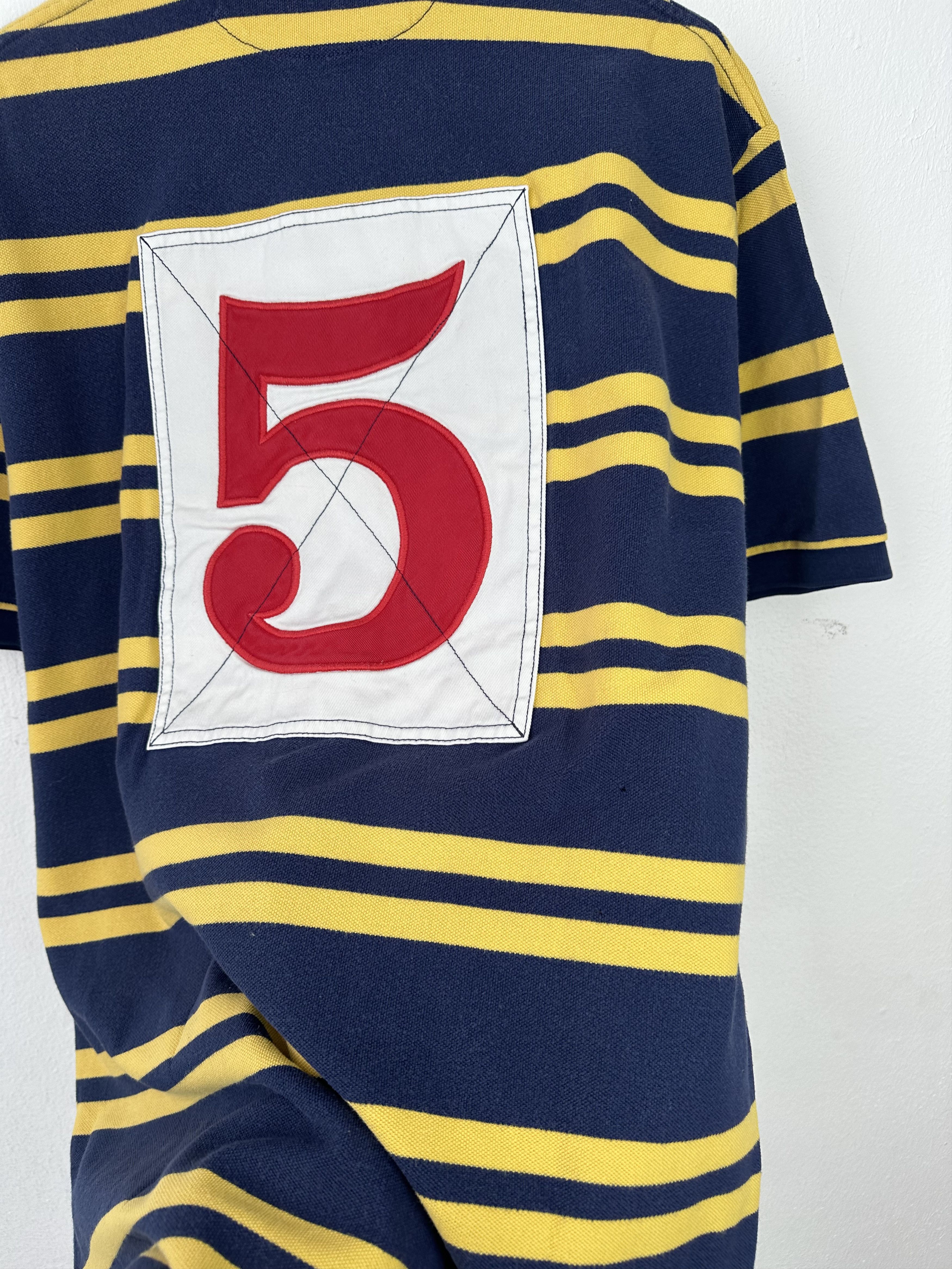 Polo Ralph Lauren × Ralph Lauren × Vintage Polo ralph lauren striped t-shirt polo rubgy 5 back print Size US L / EU 52-54 / 3 - 9 Thumbnail