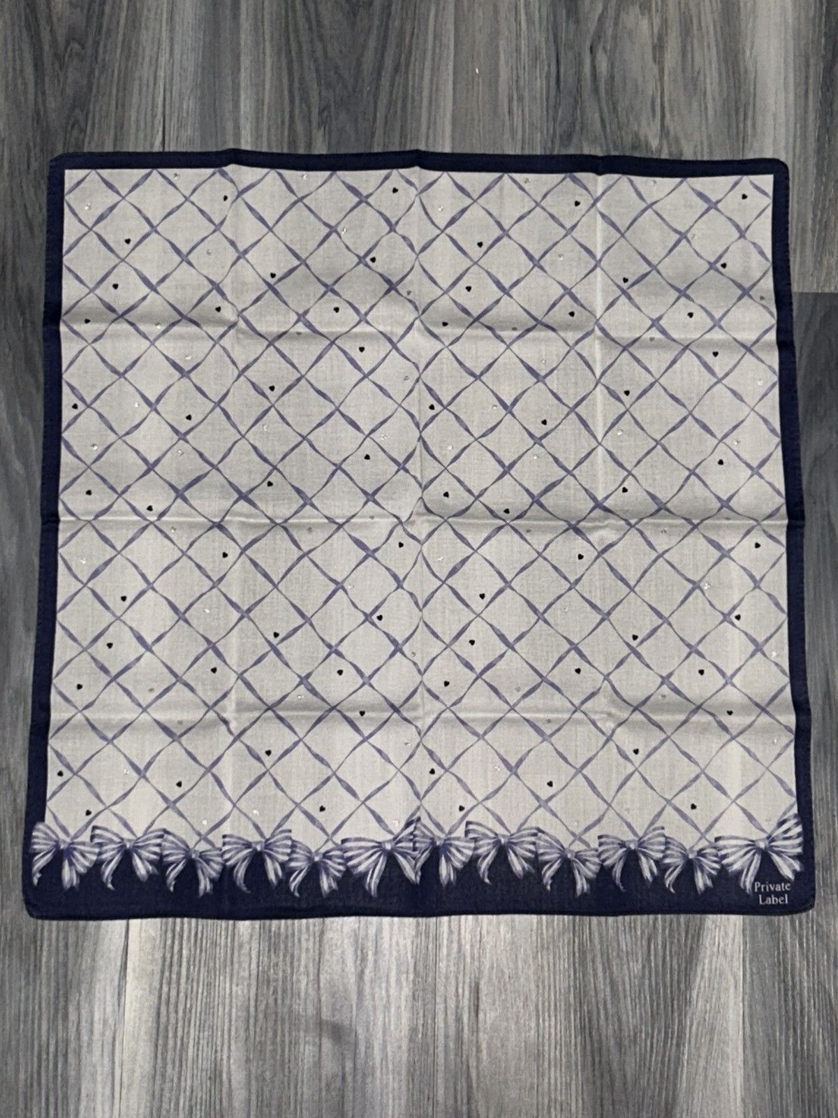 Other Vintage Private Label Blue Heart Ribbon Cotton Handkerchief Size ONE SIZE - 3 Thumbnail