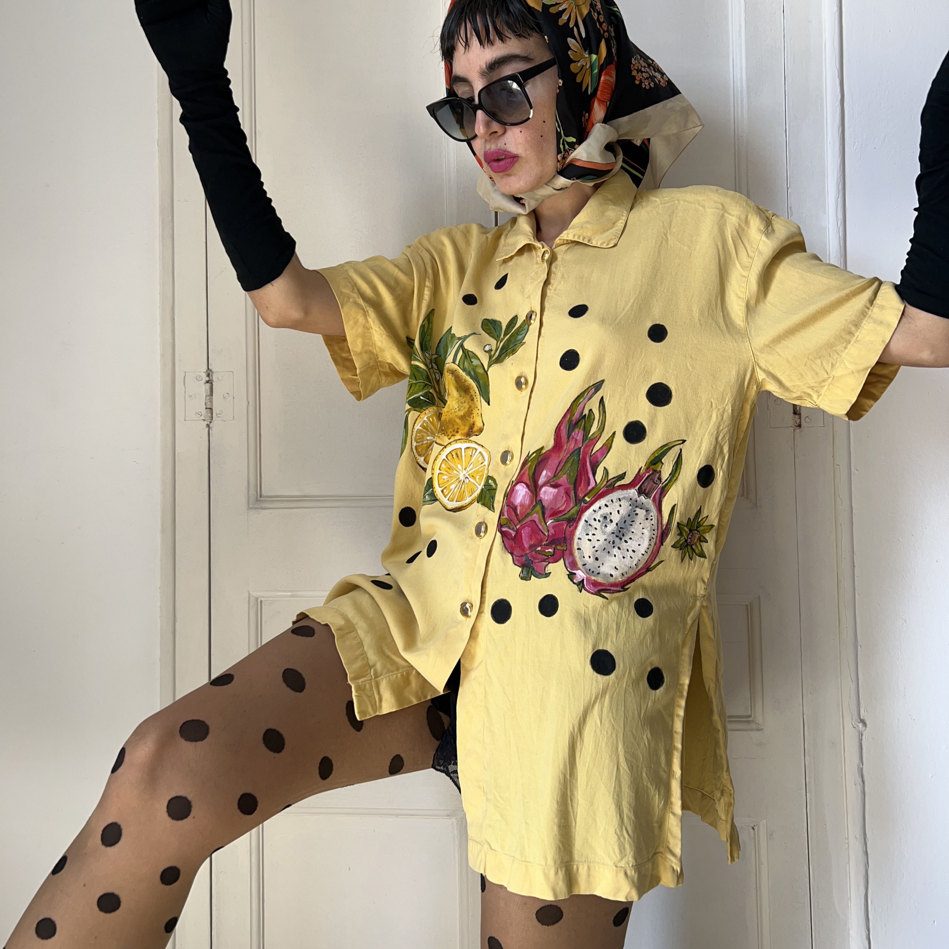 Escada Hand Painted Escada Reworked Fruits Polka Dots Blouse Size M / US 6-8 / IT 42-44 - 3 Thumbnail