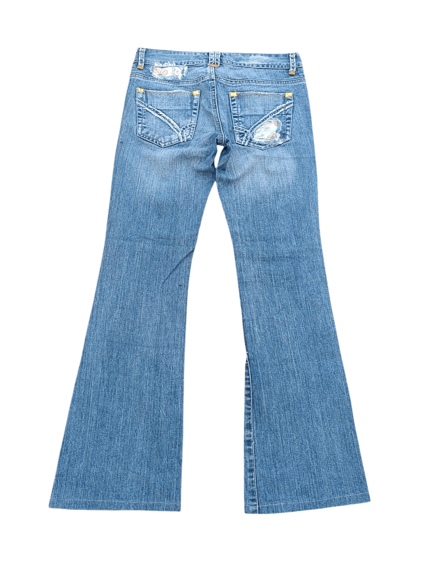 Japanese Brand FLARED ⚡️ Back Number Floral Distressed Faded Bootcut Denim Size US 30 / EU 46 - 17 Thumbnail