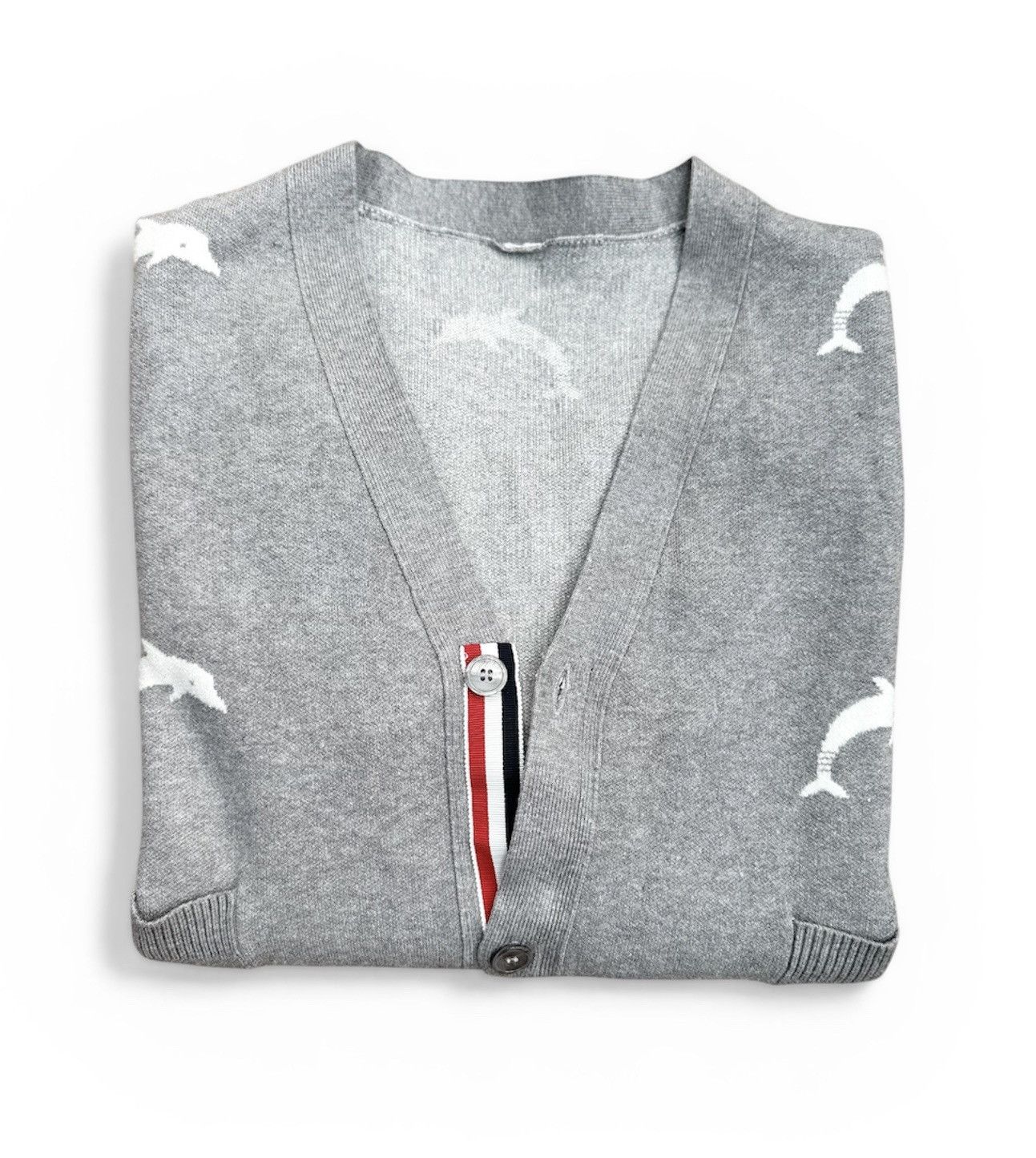 Thom Browne Cardigan decorated with Dolphins in 100% cashmere Size US M / EU 48-50 / 2 - 3 Thumbnail