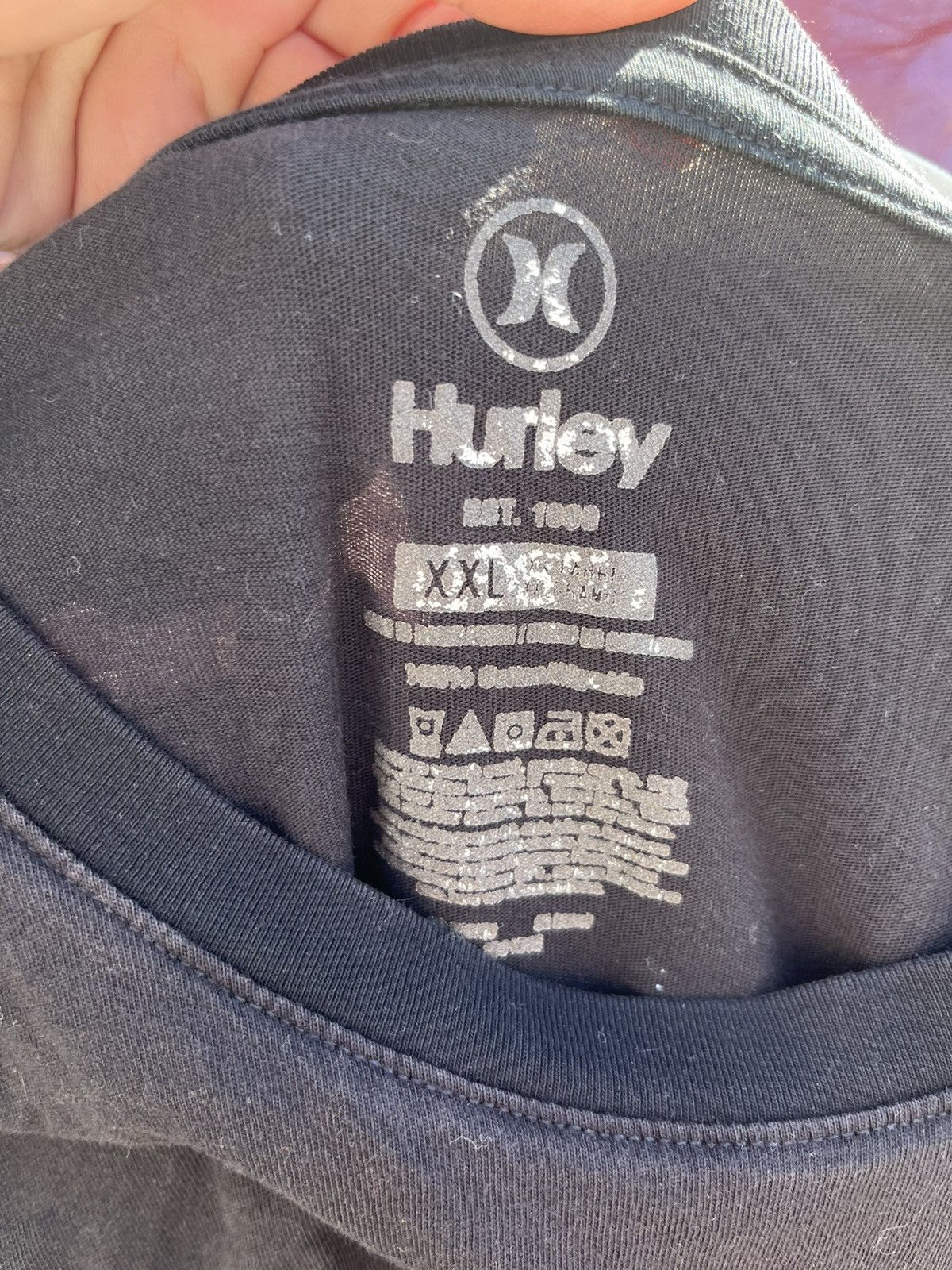 Hurley Y2K Vintage Hurley Men's Charcoal Tee with Red/White Stripes Size US XXL / EU 58 / 5 - 4 Thumbnail