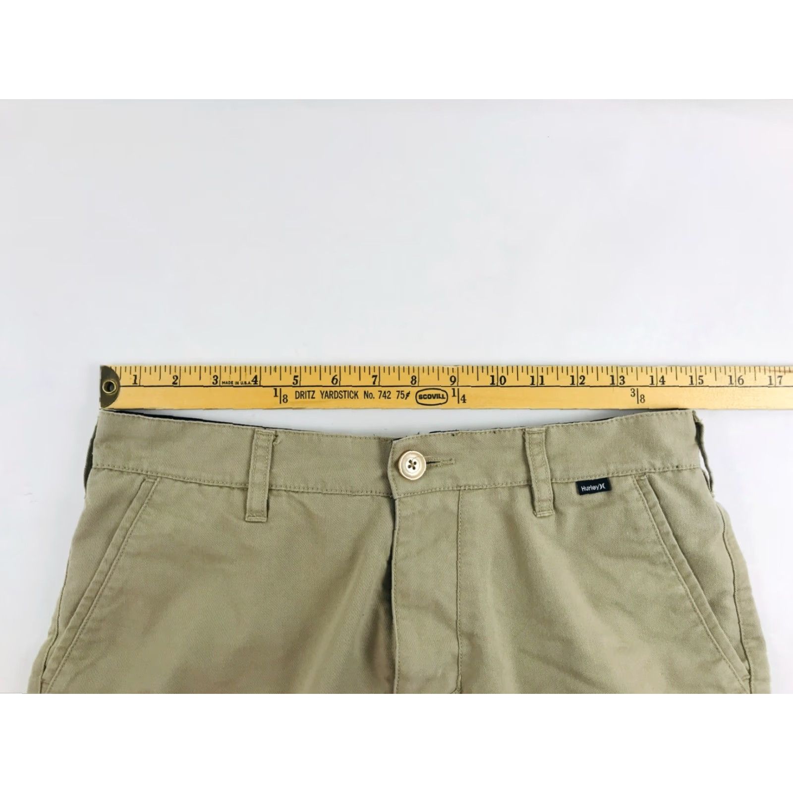 Hurley Hurley Dress Shorts Men 28 Tan Pockets Flat Front Chino Casual Travel Brown Solid Front Flat Front Size 28 Mens Size US 28 / EU 44 - 3 Thumbnail