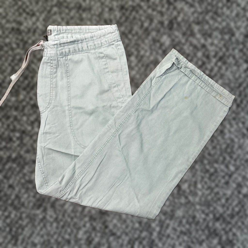 Bdg VINTAGE BDG UO Y2K Pants Men M Cotton Drawstring Baggy Wide Leg 30in Inseam Chino 5-Pocket Logo Travel Winter Fall Green Mens Size US 31 - 1 Thumbnail