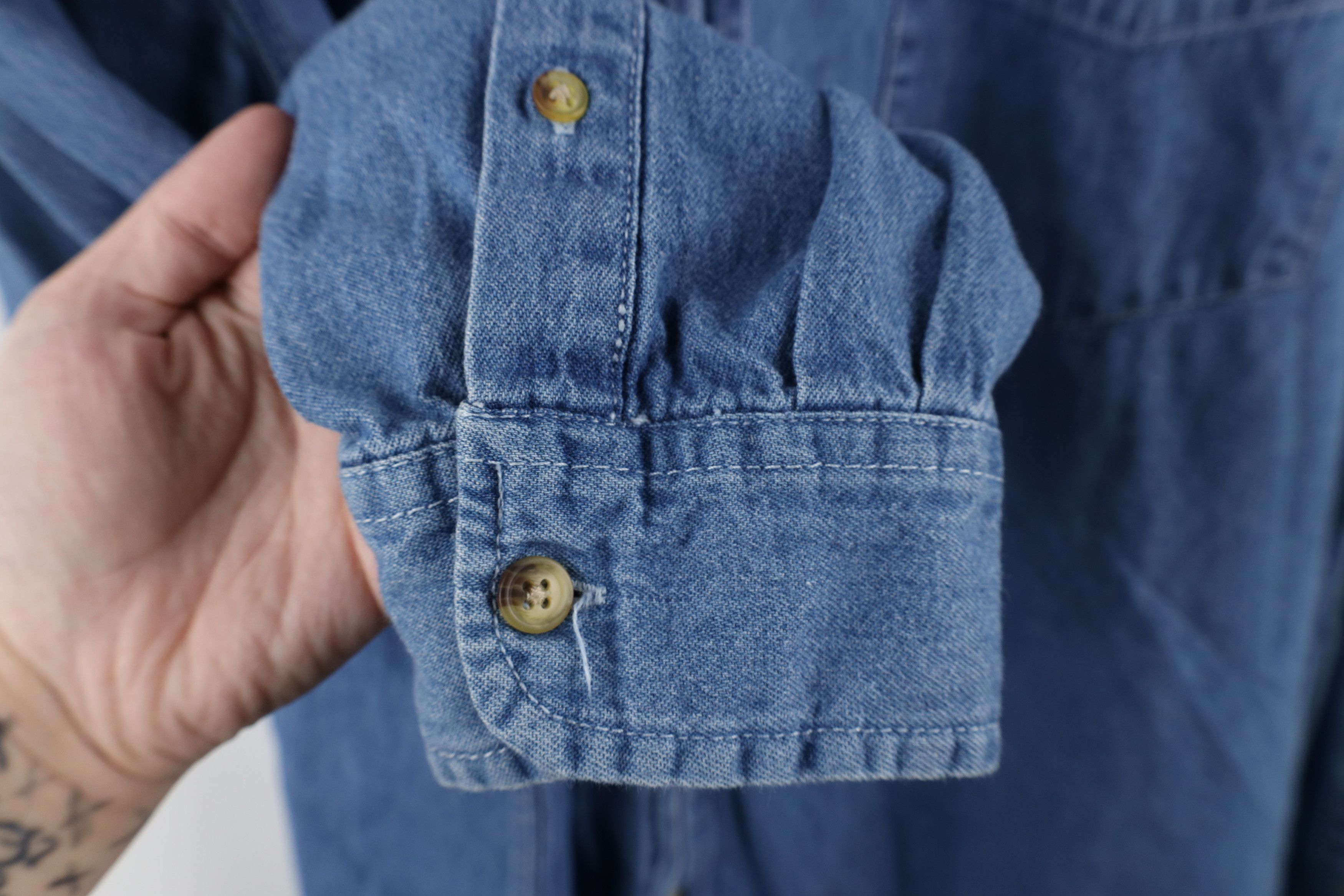 Vintage Vintage 90s Streetwear Denim Jean Button Down Shirt Blue Size US XL / EU 56 / 4 - 6 Thumbnail