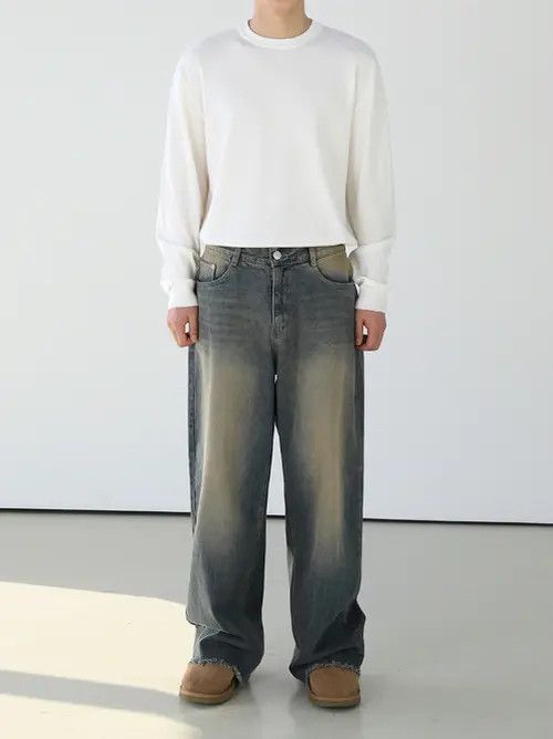 Japanese Brand × Jean Loose wide-leg Japanese trendy distressed washed jeans Size US 34 / EU 50 - 1 Thumbnail