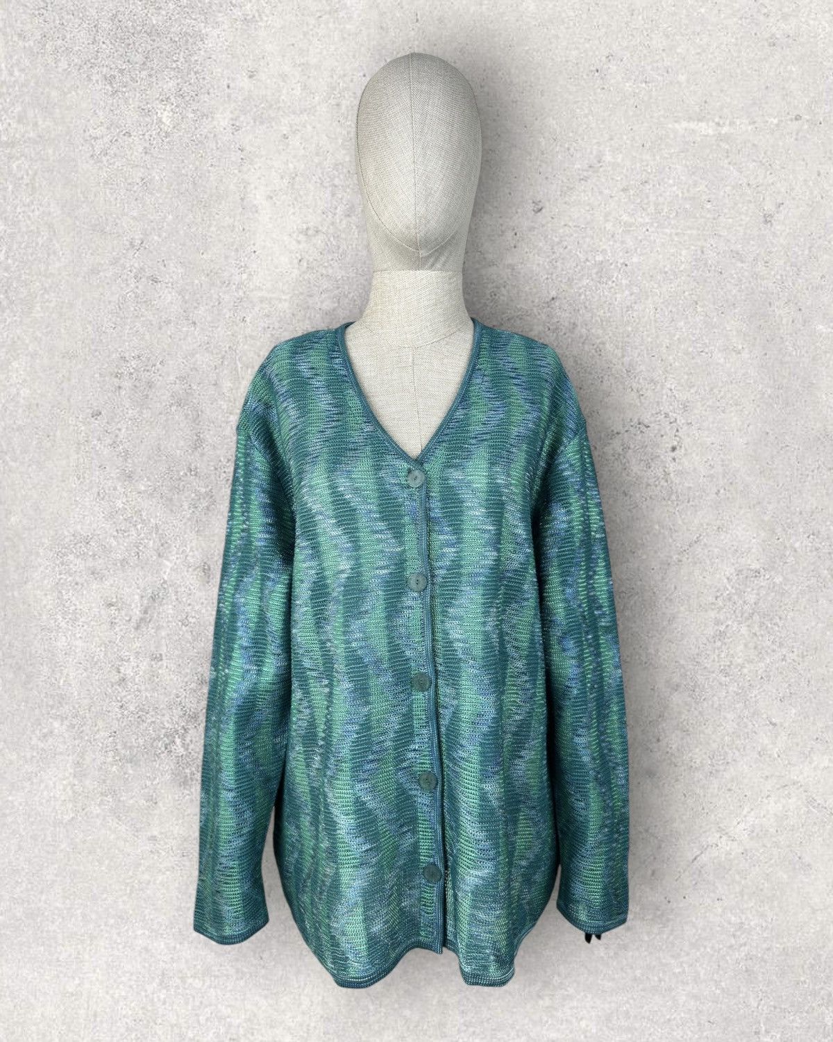 Missoni Vintage 90s MISSONI Sport Viscose Mesh Cardigan Size XL / US 12-14 / IT 48-50 - 1 Thumbnail