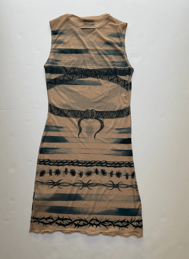 Jean Paul Gaultier × Vintage Jean Paul Gaultier Mesh Dress Graphic Print Bondage Vintage Size S / US 4 / IT 40 - 2 Thumbnail