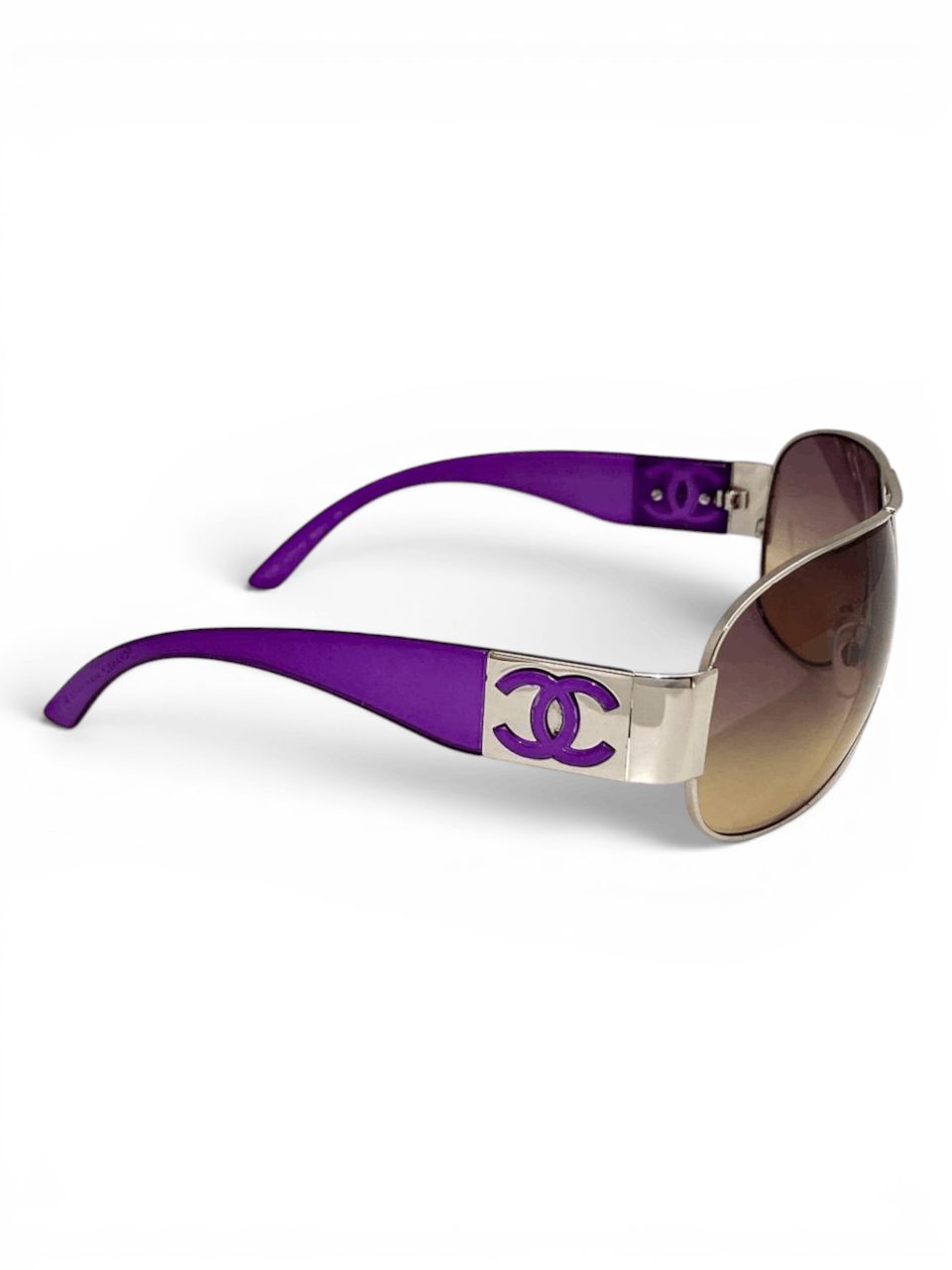 Chanel Chanel CC Logo Oversized Wrap Aviator Purple Sunglasses Y2K Size ONE SIZE - 3 Thumbnail