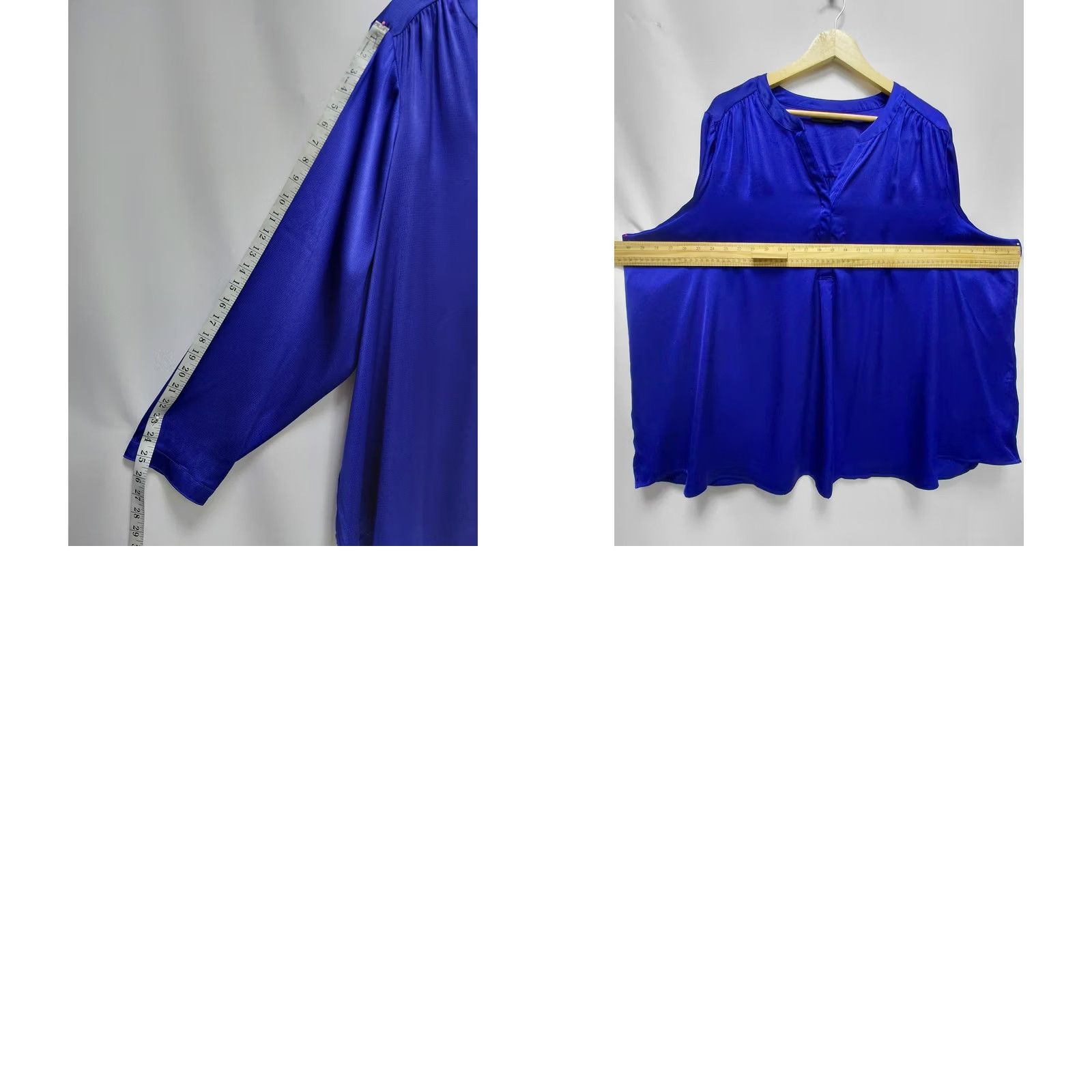 Vintage Lane Bryant Blouse Solid Knit Blue Plus Size 28 Long Sleeve V-Neck Women Shirt Standards Size 4XL / US 24-26 - 8 Thumbnail