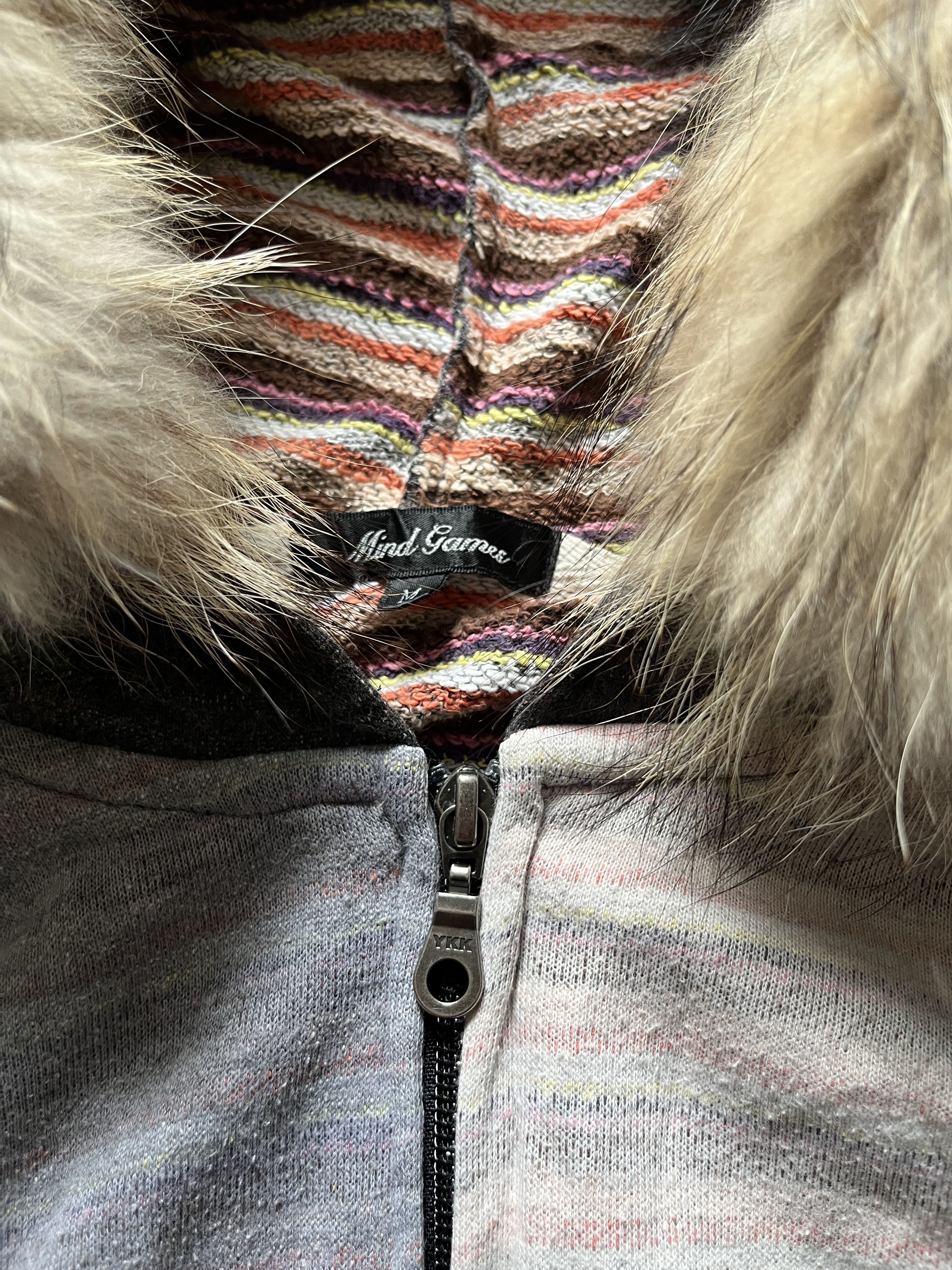 Le Grande Bleu (L.G.B.) Mind games fur striped hoodie Size US M / EU 48-50 / 2 - 3 Thumbnail