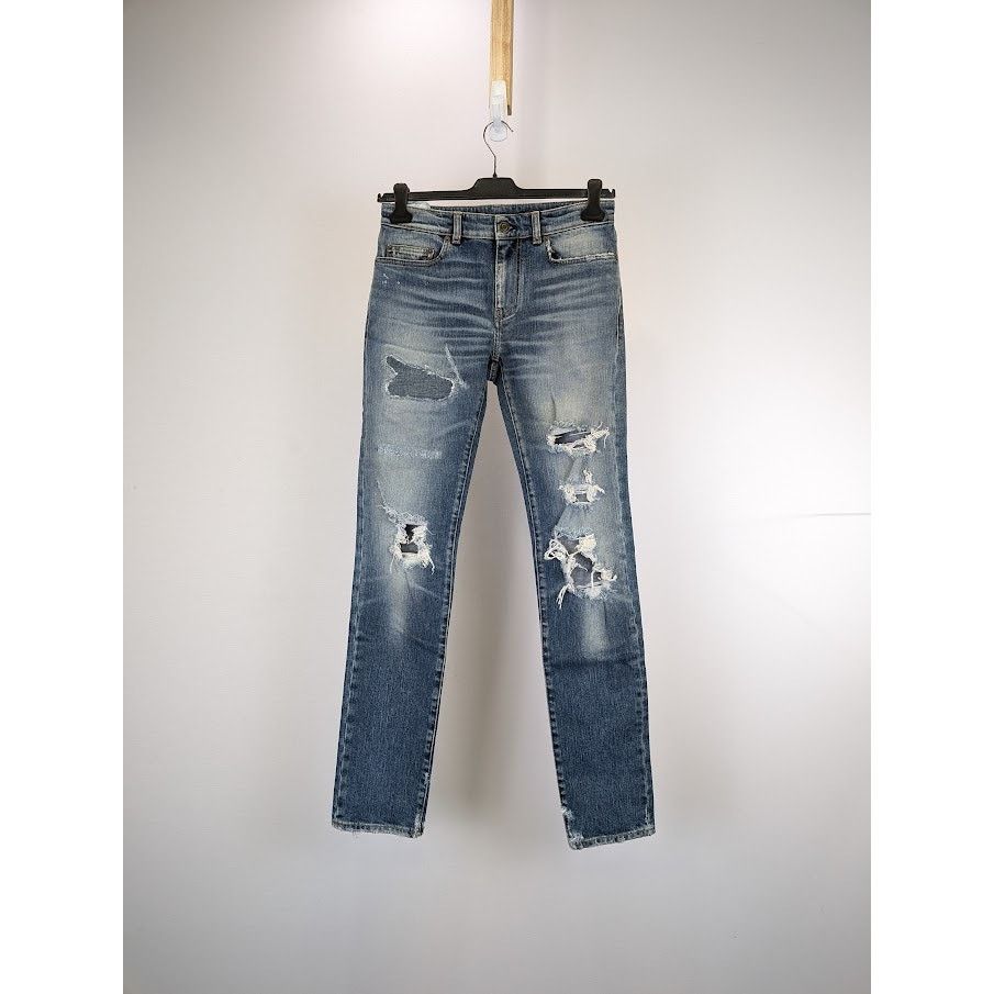 Saint Laurent Paris o1rshd1 Sample Jeans in Indigo Blue Size US 29 - 1 Thumbnail