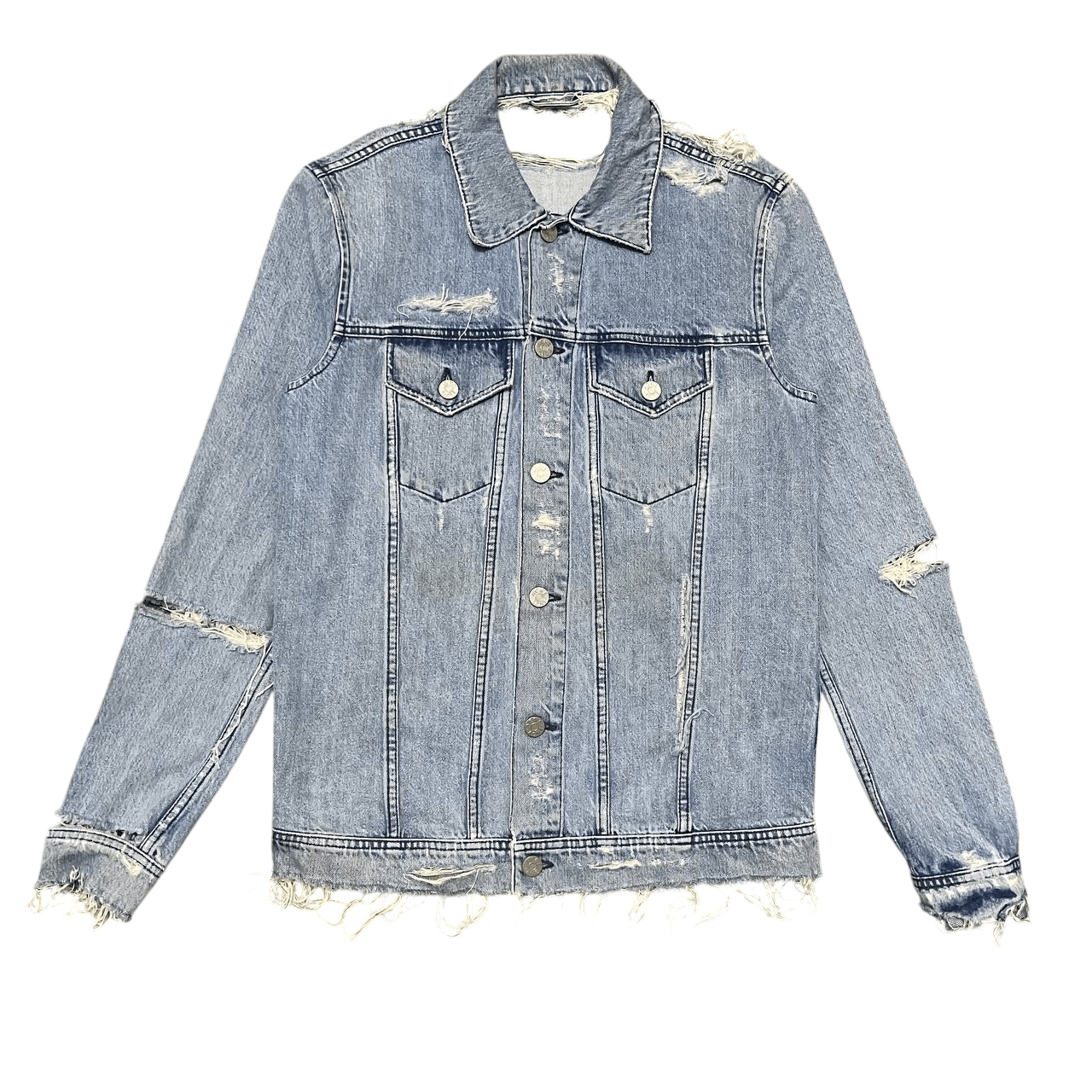 Acne Studios Crazy Thrashed Acne Denim Jacket Vintage Size US S / EU 44-46 / 1 - 1 Thumbnail
