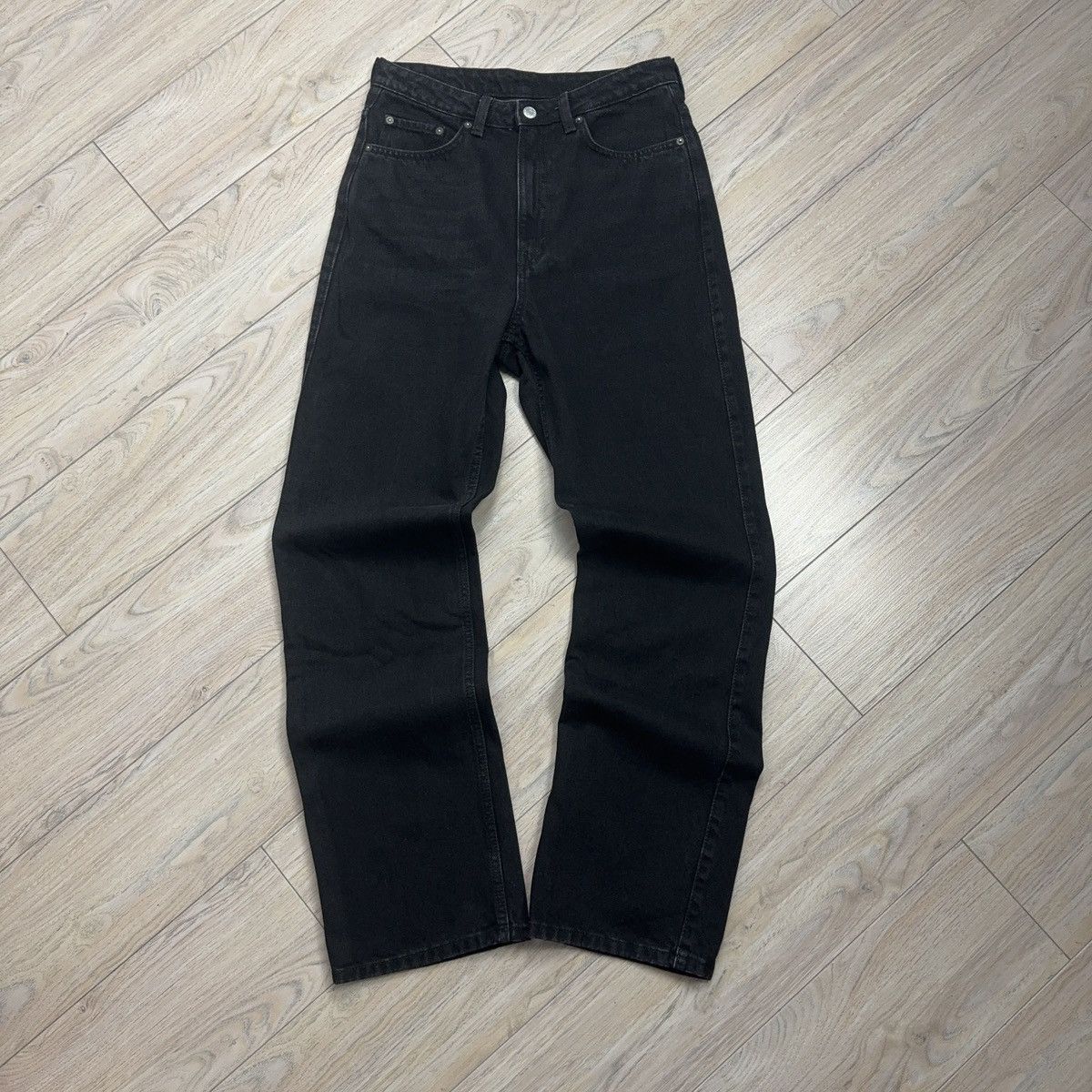 Other Rare Weekday Rowe Extra High Straight Black Denim Jeans Size US 30 / EU 46 - 3 Thumbnail