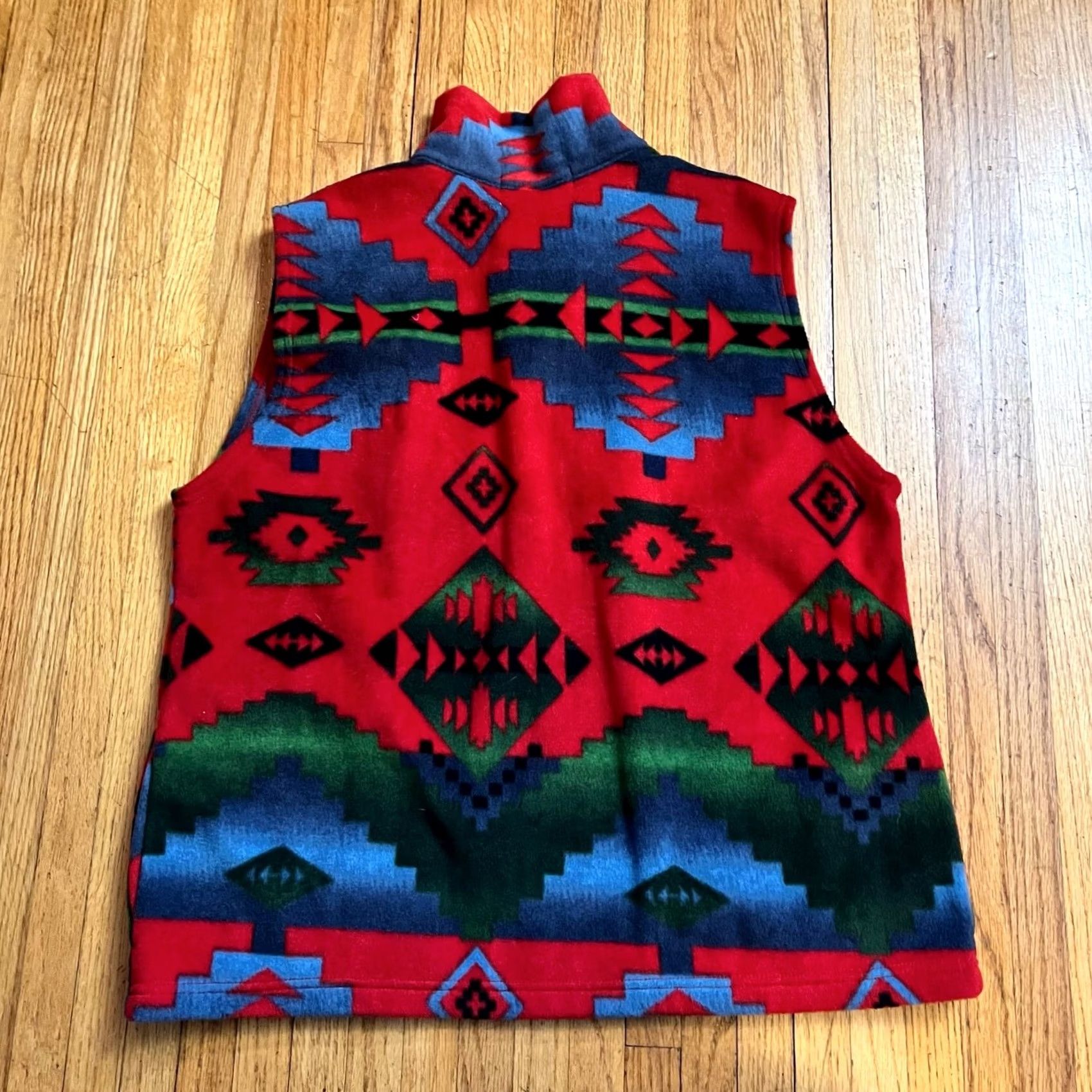 Vintage Back In The Saddle Vest Fleece Womens Medium Aztec Western Zip Red Vest M Womens Size M / US 6-8 / IT 42-44 - 2 Thumbnail