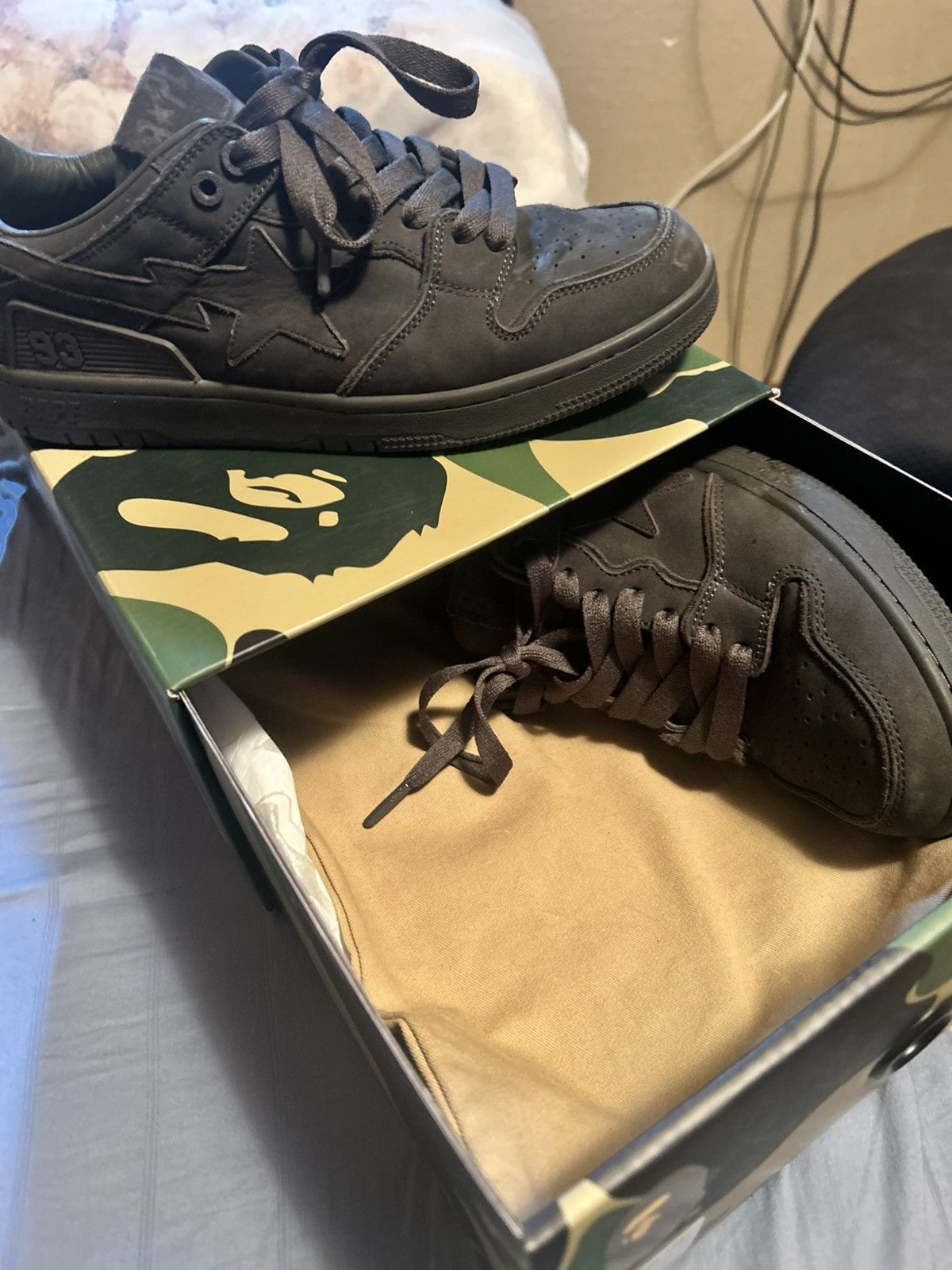 Bape Nubuck triple black sk8sta Size US 9 / EU 42 - 1 Thumbnail