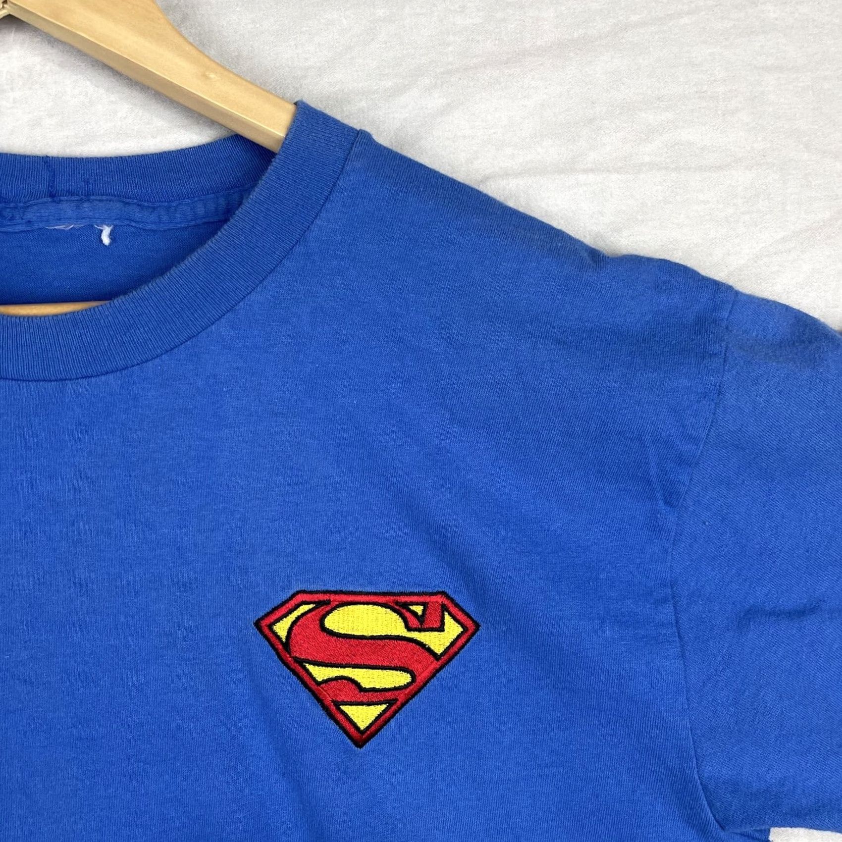 DC Comics VINTAGE DC Superman Shirt Mens Medium Blue Embroidered S Shield Logo Tee Size US M / EU 48-50 / 2 - 3 Thumbnail