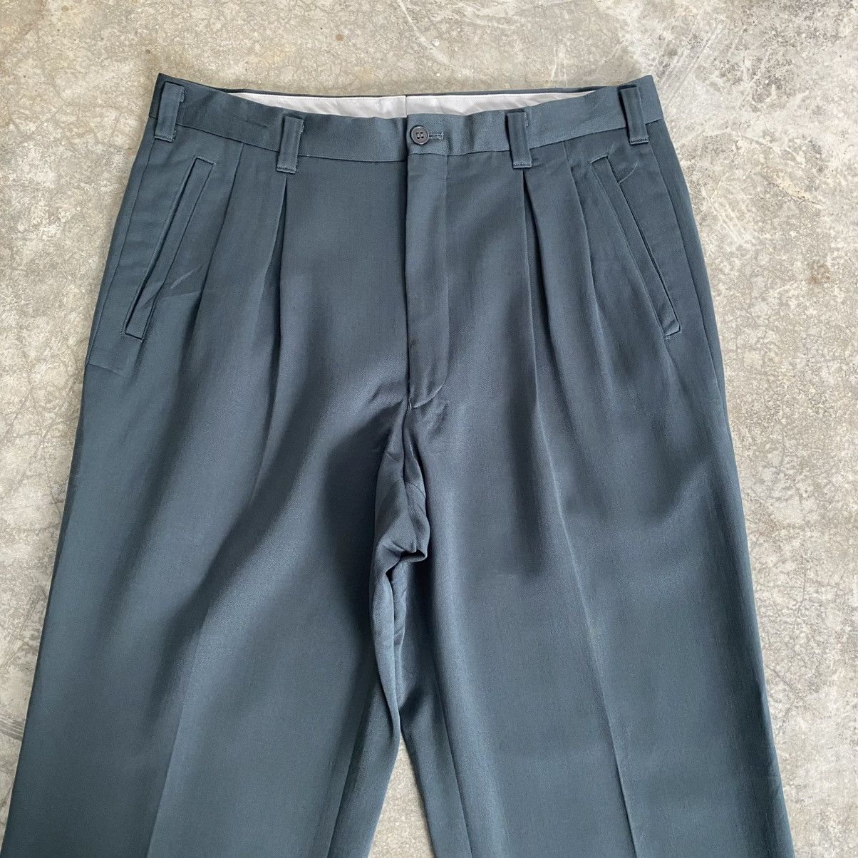 Christian Dior Monsieur 90’s CD Wool Gabardine Pleated Wide Trouser Pants Size US 33 - 4 Thumbnail