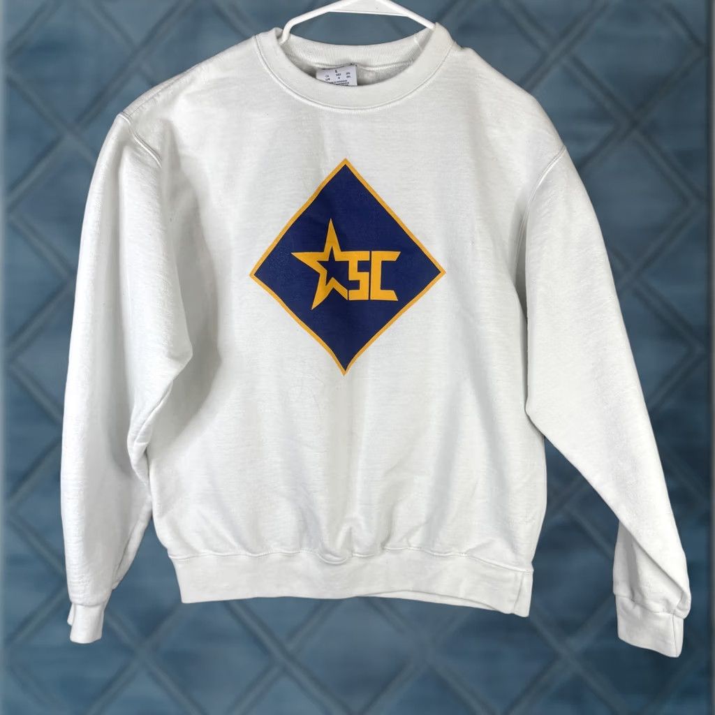 Champion Champion Sweatshirt Mens Large White Fleece Pullover SC Star Logo Graphic Size US L / EU 52-54 / 3 - 1 Thumbnail