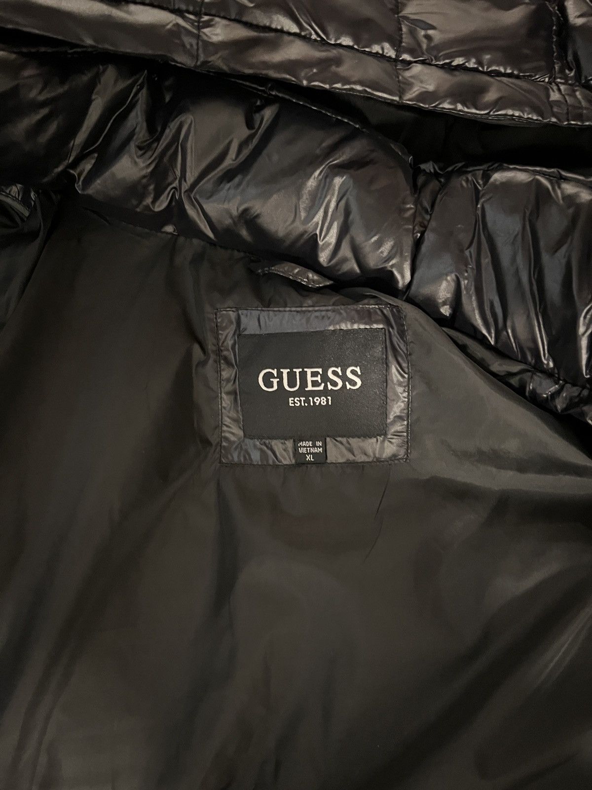 image of Guess Puffer Coat in Black, Men's (Size XL)