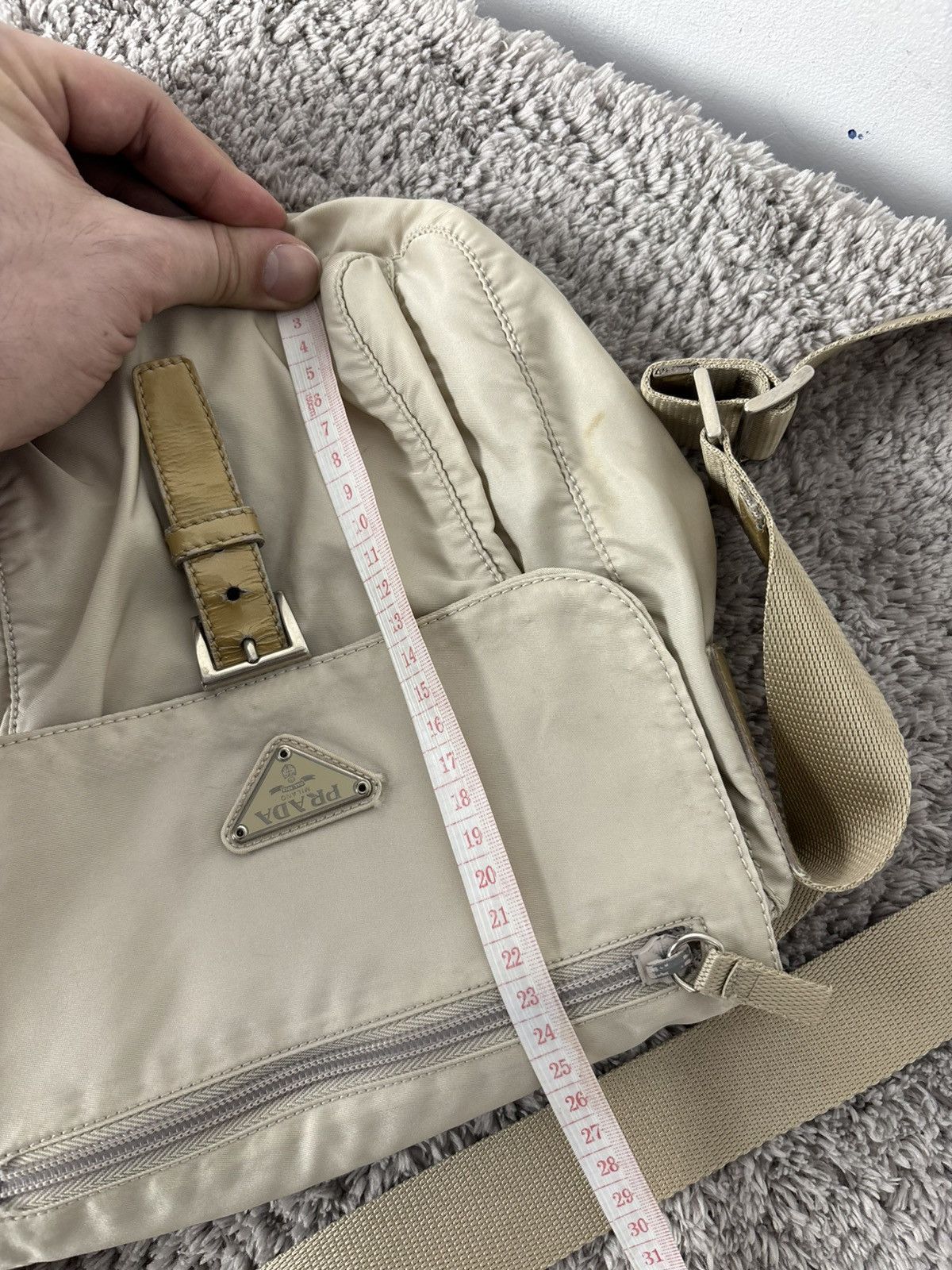 Prada Prada Milano Nylon Beige Messenger Bag Size ONE SIZE - 15 Thumbnail