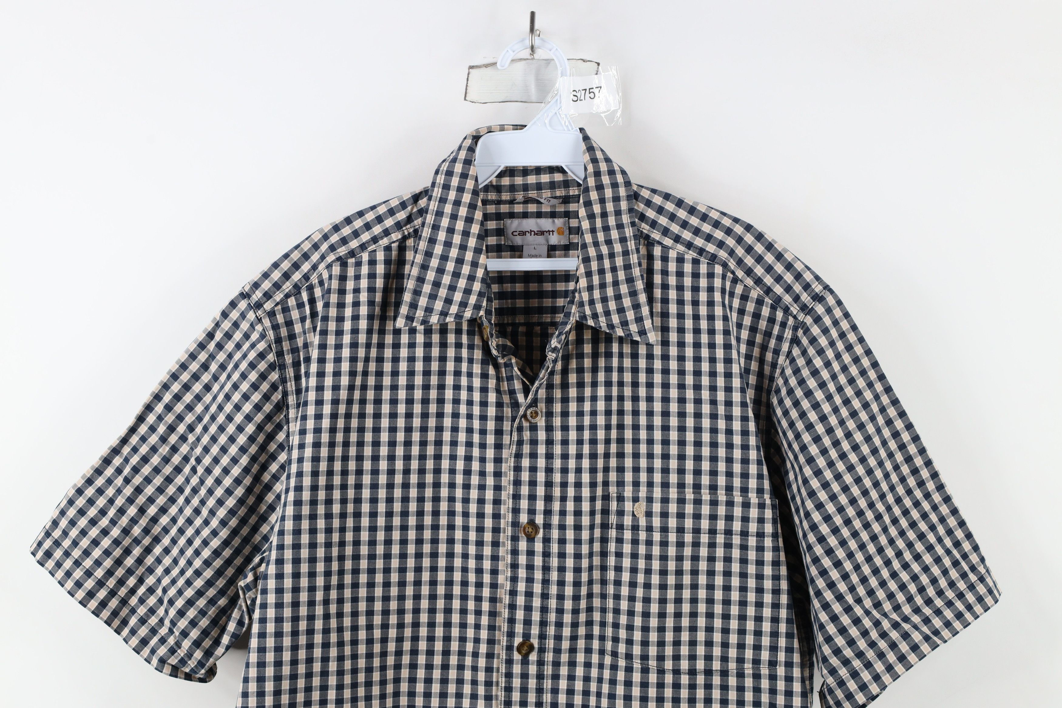 Carhartt × Vintage Vintage Carhartt Checkered Short Sleeve Button Shirt Cotton Size US L / EU 52-54 / 3 - 2 Thumbnail