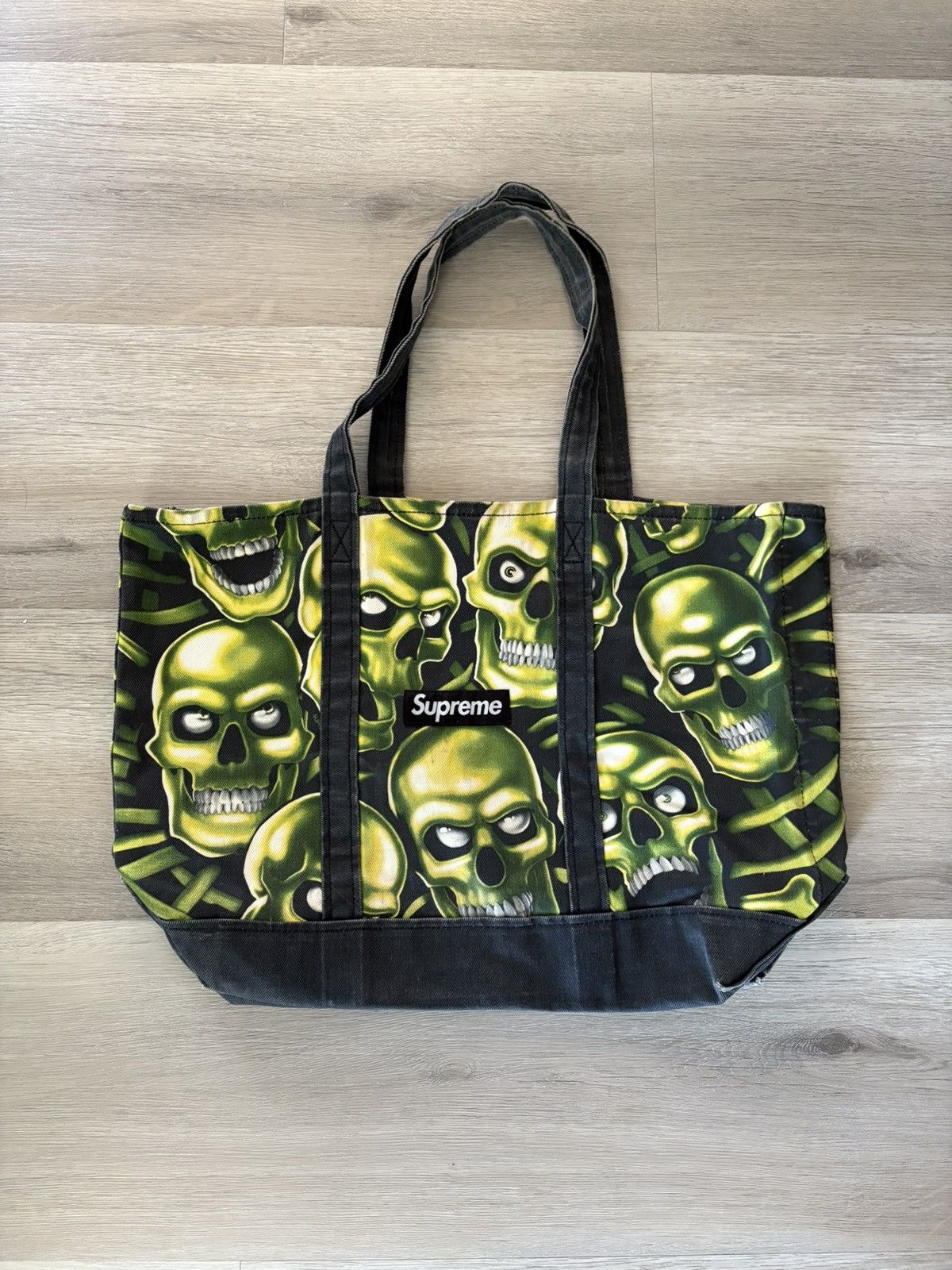 Supreme SS18 Supreme Skull Pile Denim Tote Black | Grailed