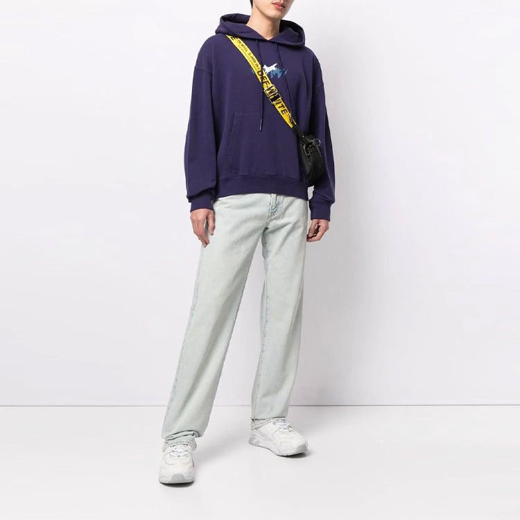 Off-White Blue Running Wolves Logo Oversized Hoodie Size US M / EU 48-50 / 2 - 4 Thumbnail