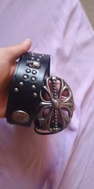 Leather 110 cm Inlaid Skeleton Head PU Leather bel Size ONE SIZE - 1 Thumbnail