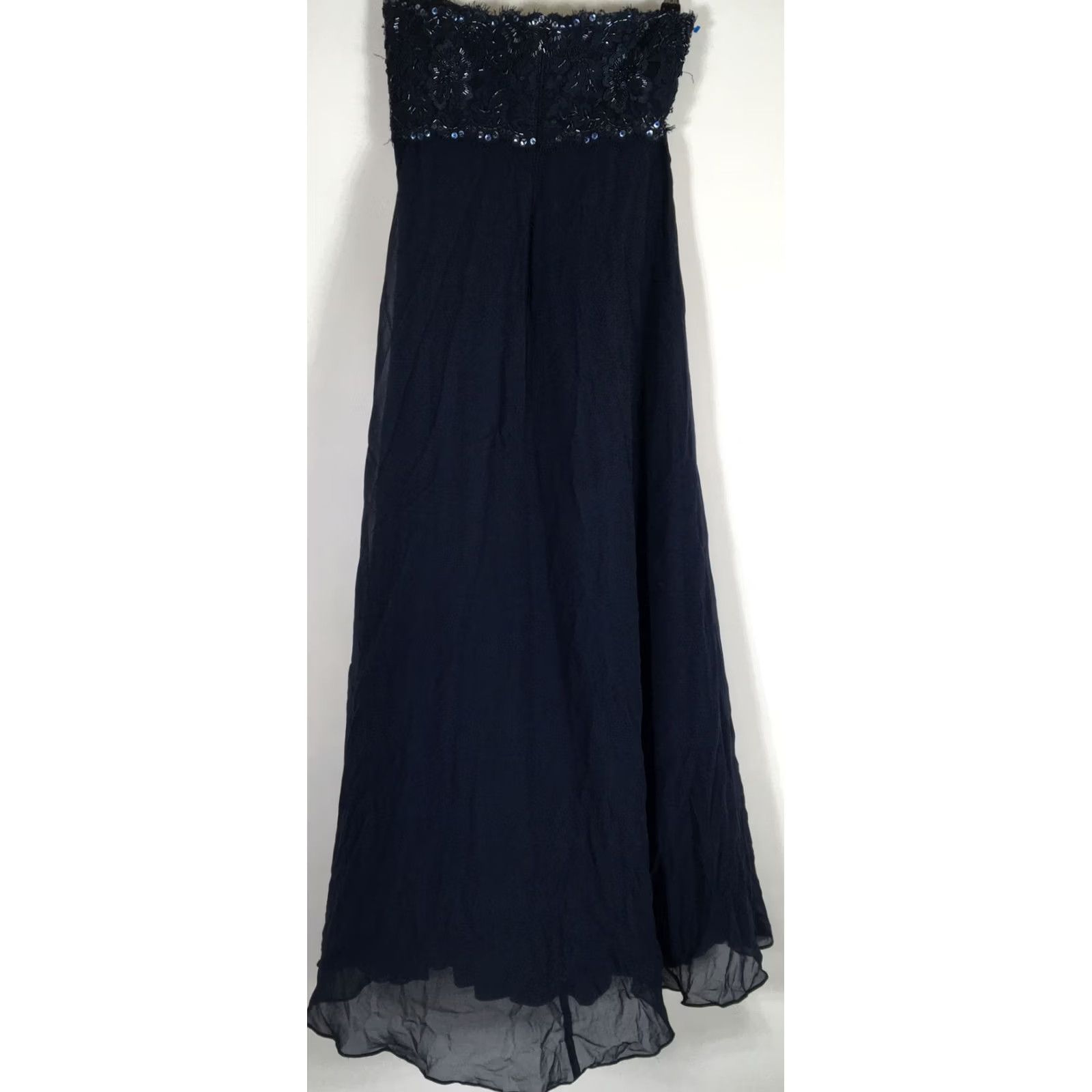 Tadashi Shoji VINTAGE Tadashi Shoji Sequined Evening Gown Dress Silk Strapless sz 6 Blue Maxi Long Formal Wedding Party/Cocktail Girls Womens Size M / US 6-8 / IT 42-44 - 3 Thumbnail