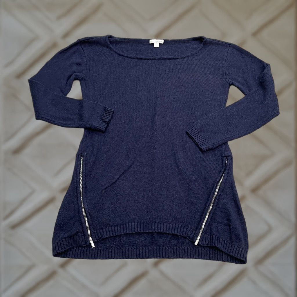 Vintage New York & Company Sweater Women M Navy Blue Boat Neck Knit Pullover Casual Womens Size M / US 6-8 / IT 42-44 - 1 Thumbnail