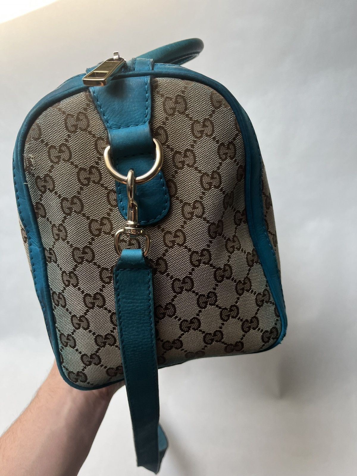 Gucci Vintage Gucci Web Boston GG canvas stripe shoulder handbag Size ONE SIZE - 9 Thumbnail