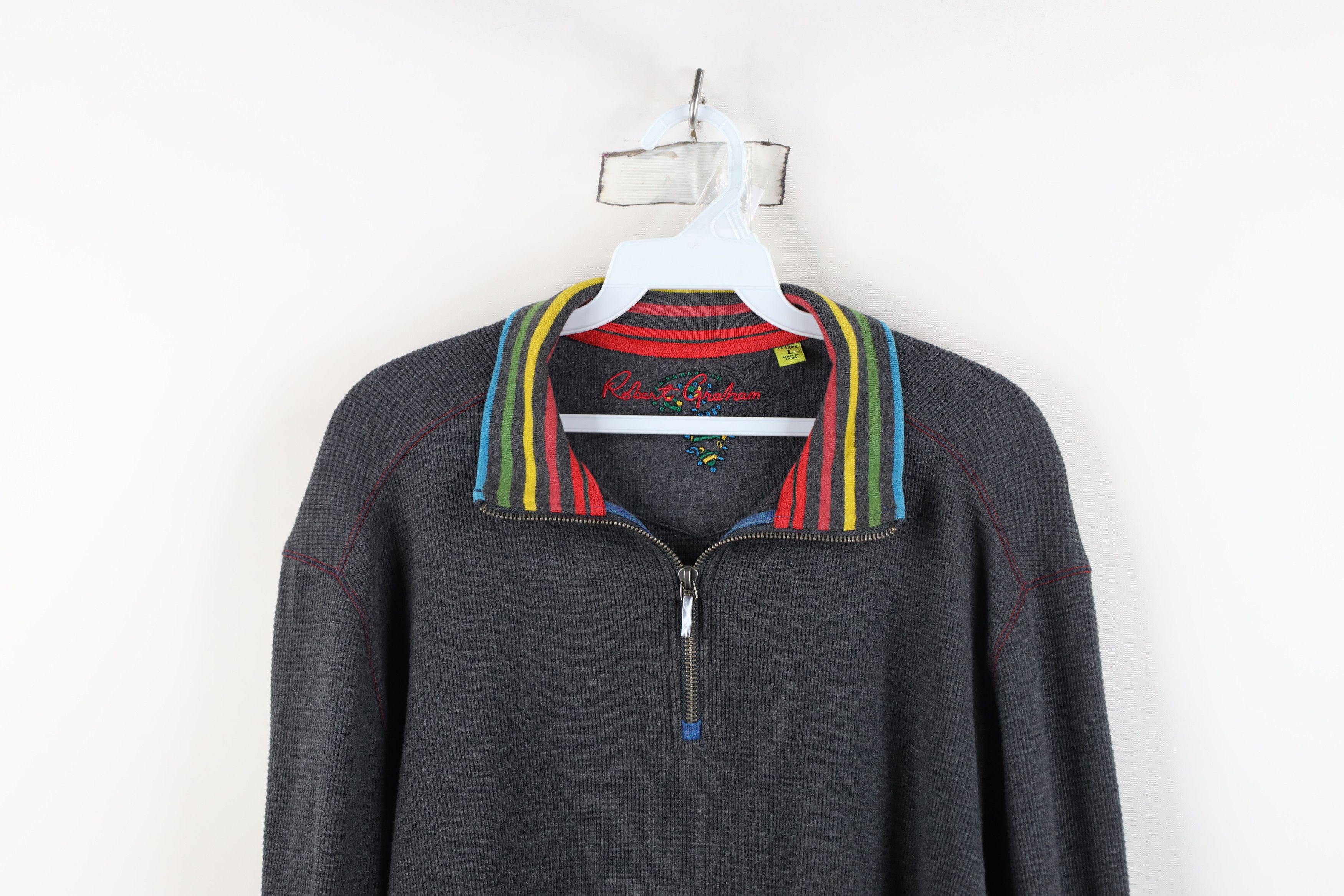Robert Graham Robert Graham Thermal Waffle Knit Half Zip Pullover Sweater Size US L / EU 52-54 / 3 - 2 Thumbnail