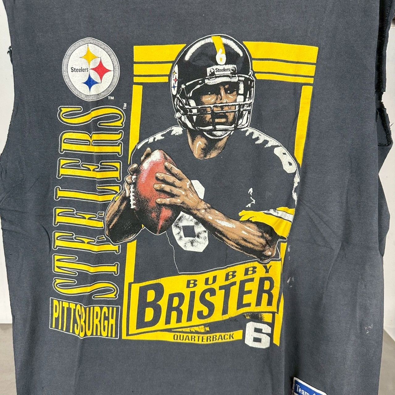 Vintage 90s Bubby Brister Pittsburgh Steelers NFL Cut Sleeves Tee Size US L / EU 52-54 / 3 - 2 Thumbnail