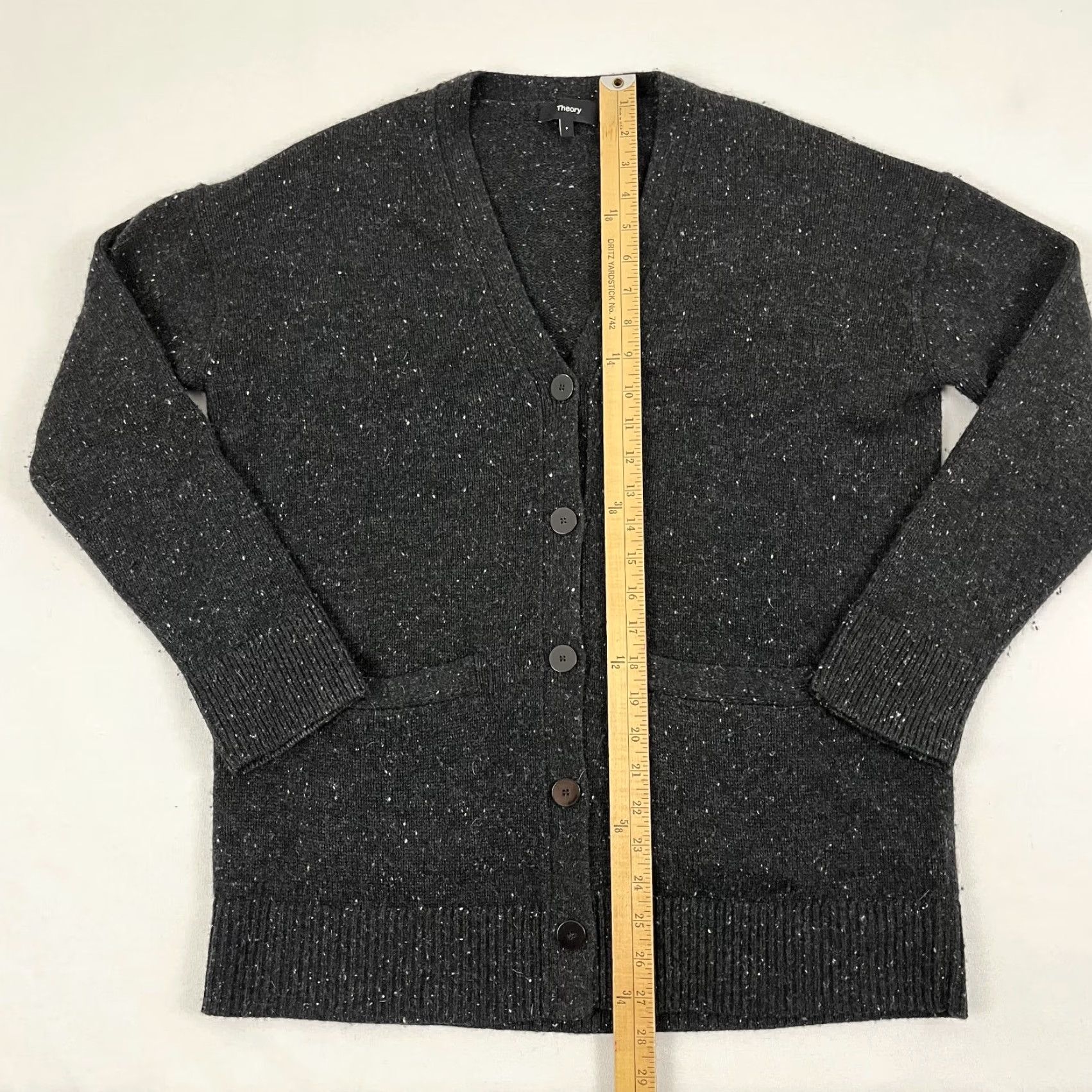 Theory Theory Cardigan Sweater Womens Size P Boxy Gray Wool Cashmere Donegal Coatigan Size ONE SIZE - 4 Thumbnail