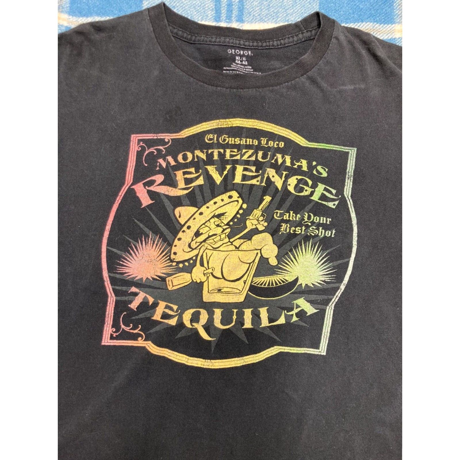 Revenge VINTAGE Revenge El Gustavo loco graphic t shirt tequila Montezuma’s revenge drinking bar XL Men Black XL T-Shirt G3 Size US XL / EU 56 / 4 - 2 Thumbnail