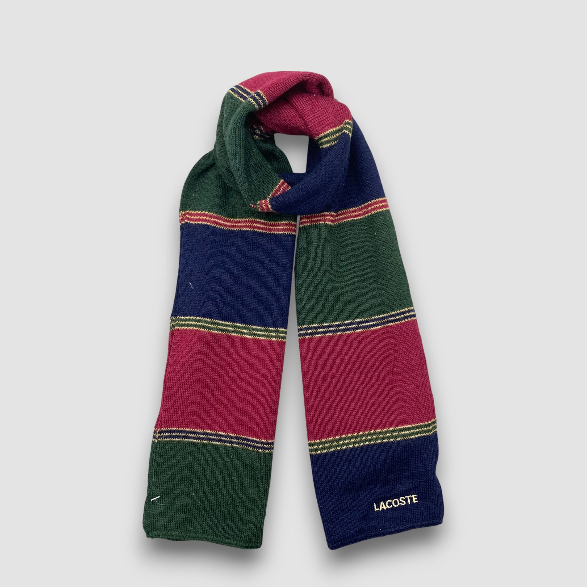 Lacoste Vintage Lacoste Scarf Muffler Wool Ribbed Knit Scarves Size ONE SIZE - 1 Thumbnail