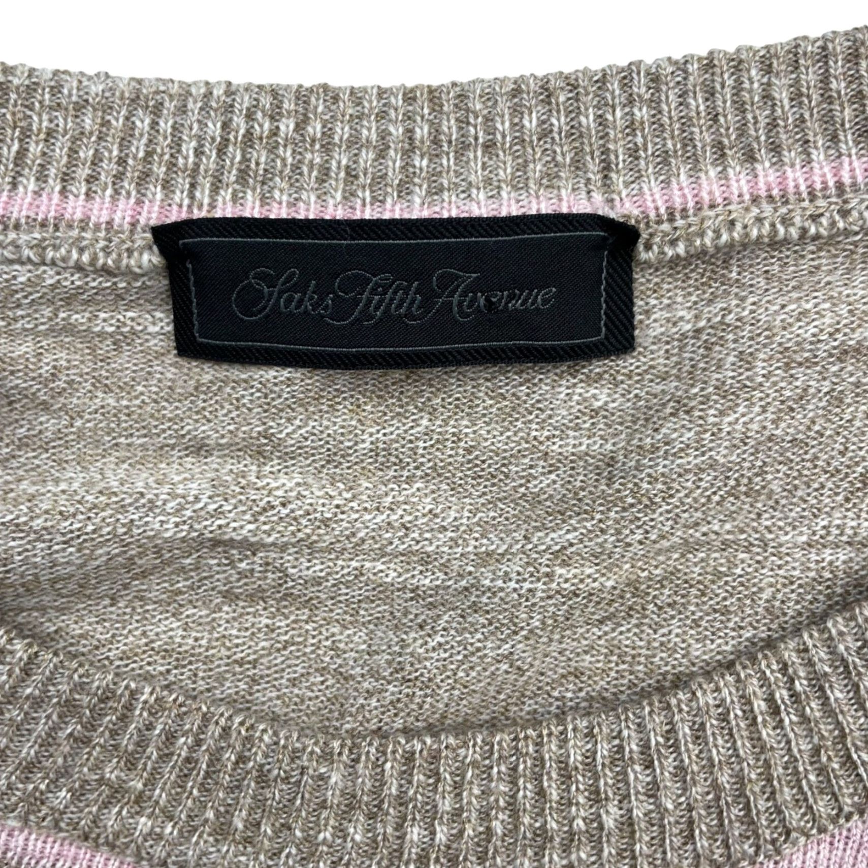 Saks Fifth Avenue Saks Fifth Avenue Men’s Pullover Sweater Beige Pink Stripe Cotton/Viscose 2XL Italy Crew Neck Long Sleeve Knitted Size US XXL / EU 58 / 5 - 3 Thumbnail