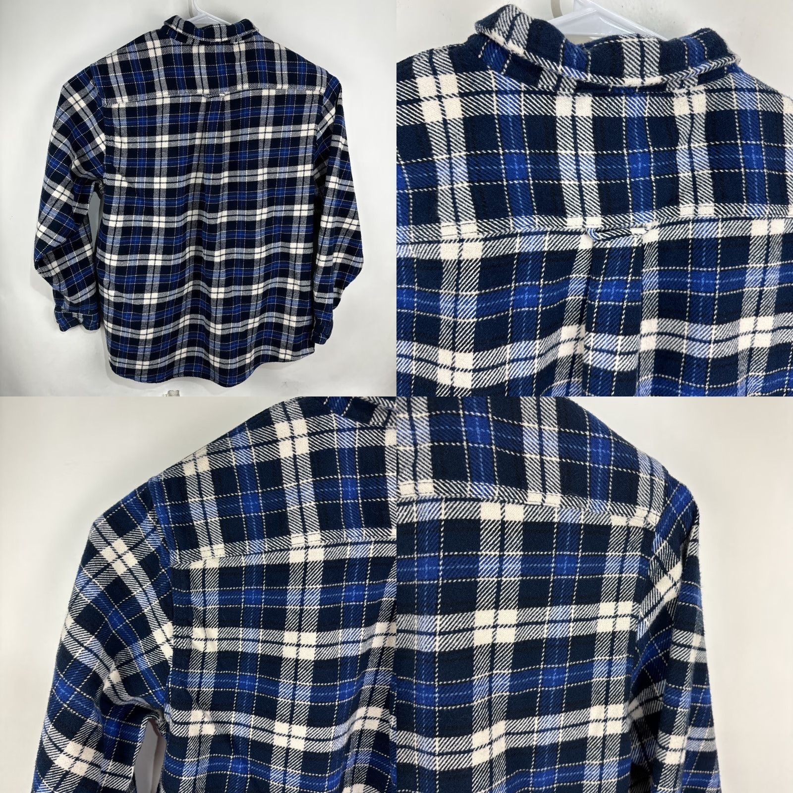 Orvis Orvis Mens XXL Blue White Plaid Thick Heavy Button Flannel Shacket Shirt Pockets Senior instruction Size US XXL / EU 58 / 5 - 9 Thumbnail