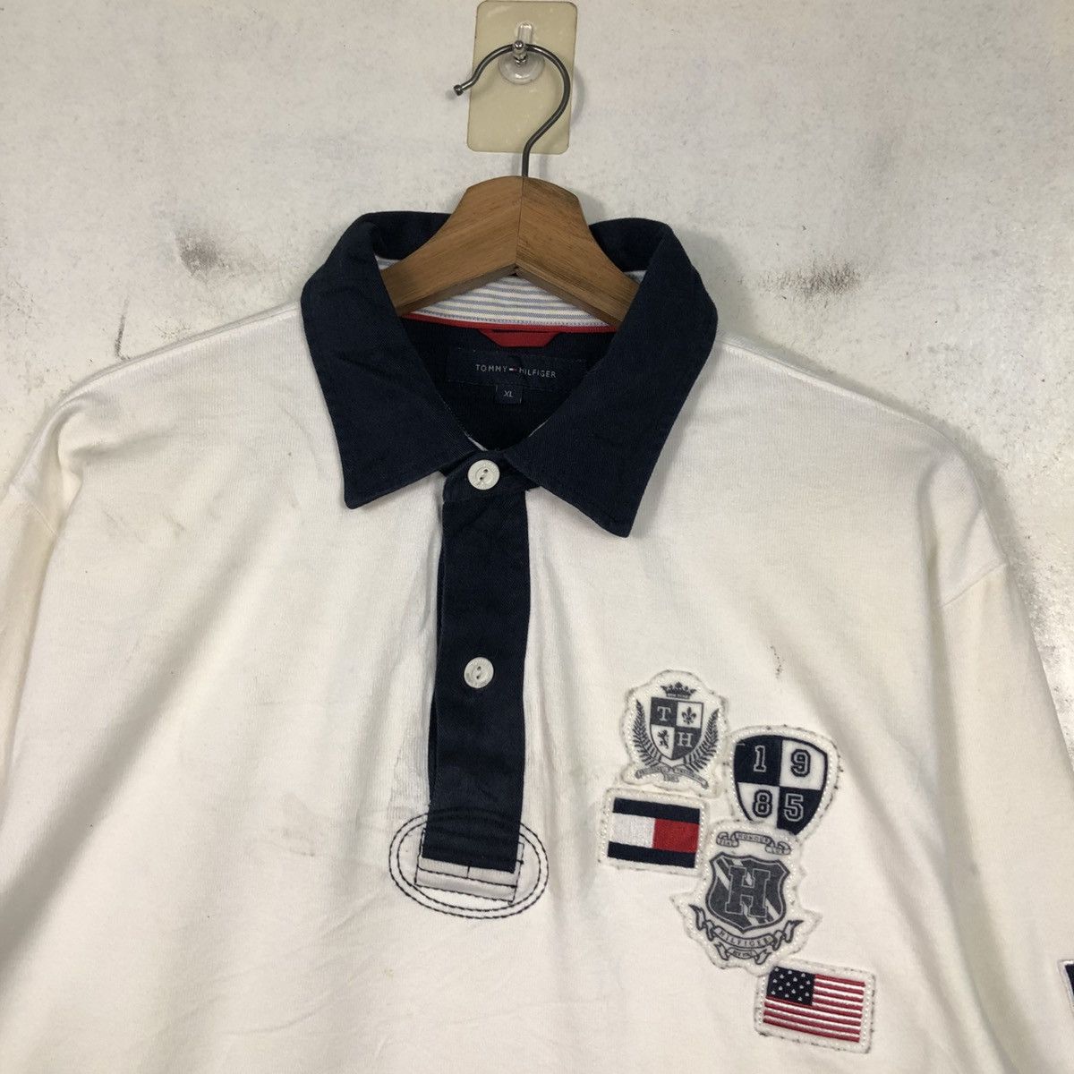Japanese Brand 📌Vintage Collar Sweatshirt Tommy Hilfiger Big Logo Size US XL / EU 56 / 4 - 10 Thumbnail