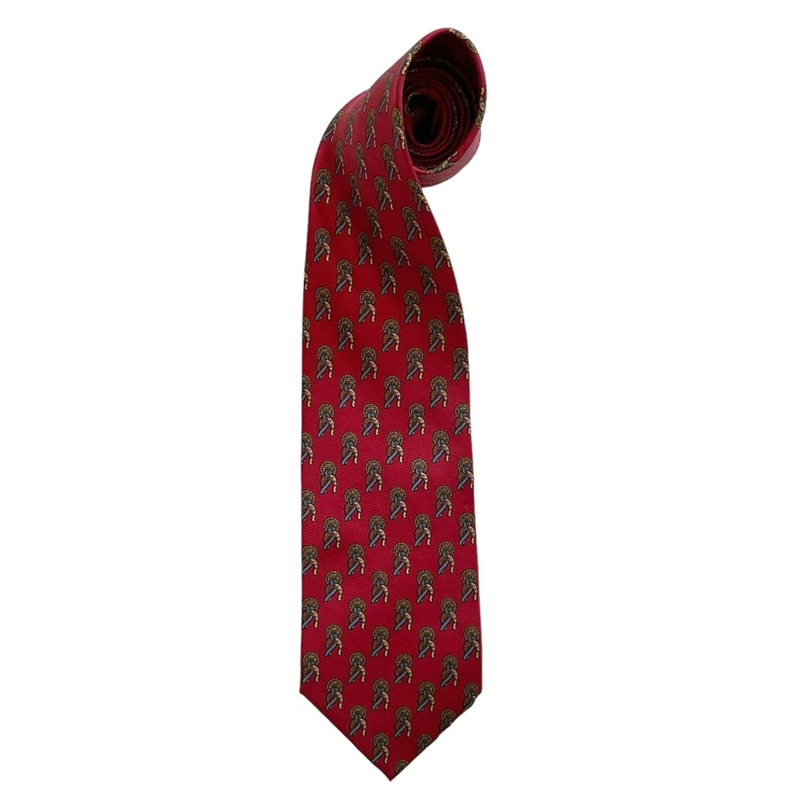 Paolo Gucci × Vintage Paolo Gucci Vintage Red Equestrian-Themed Pattern Silk Tie Size ONE SIZE - 10 Thumbnail