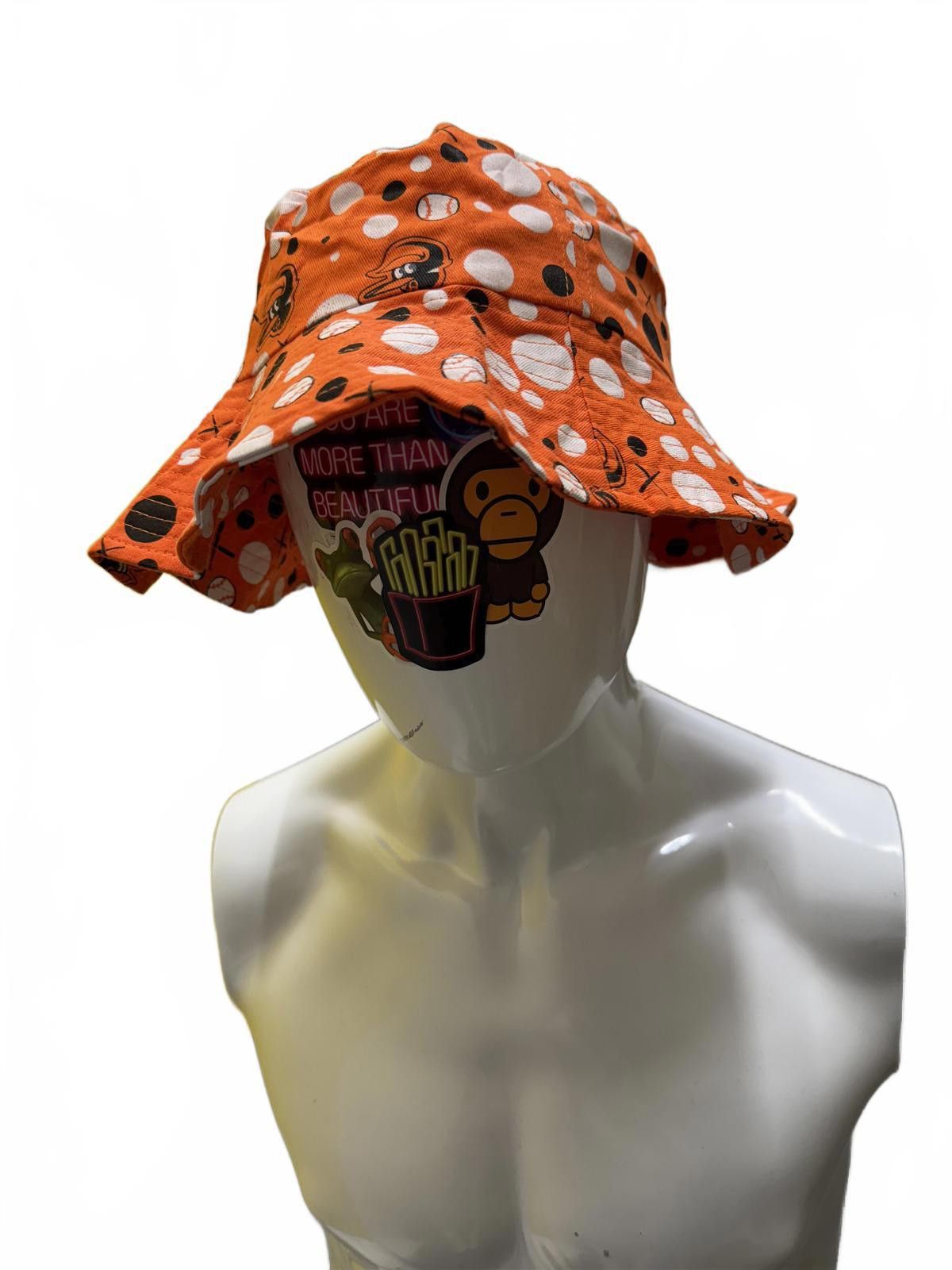 Designer Miller Lite Orange Patterned Bucket Hat with Sports Motif Size ONE SIZE - 2 Thumbnail